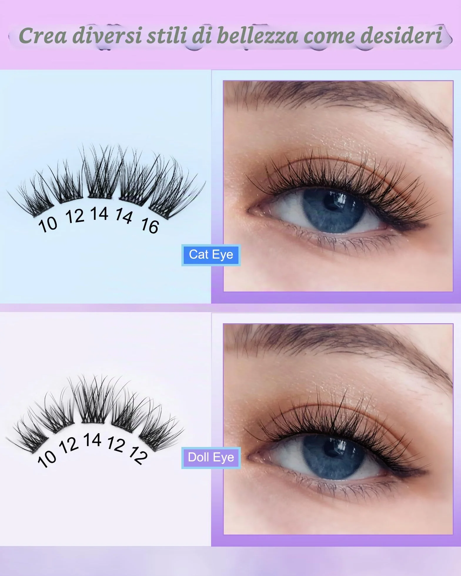 LZM Ciglia Finte Autoadesive C Curl Pre-Incollate Kit Lash Extension Con Pinzette (ZH16)