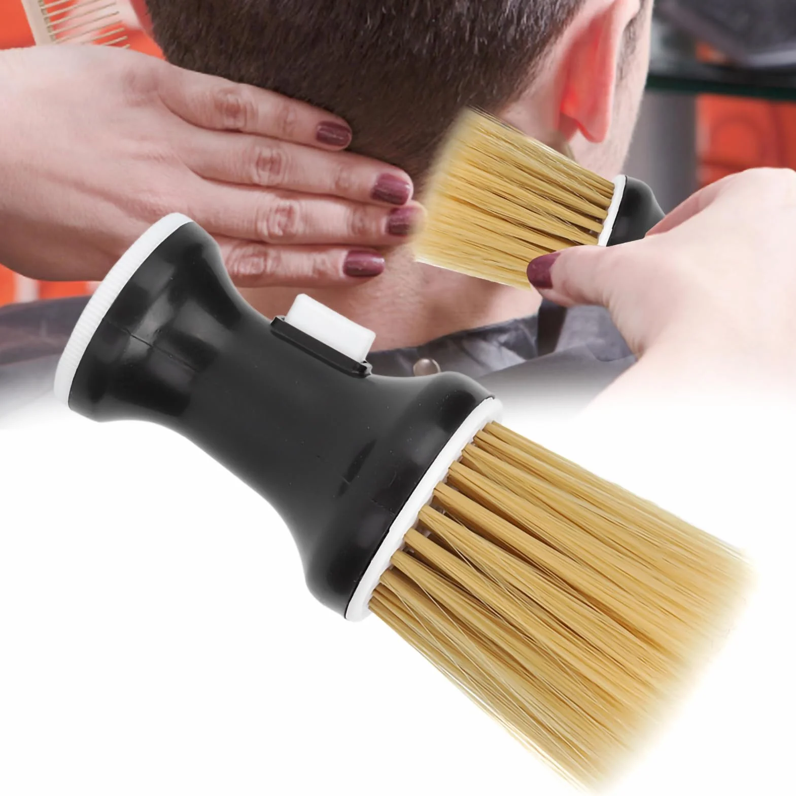 Pennelli per Collo, Spazzolino barbiere spolverino per capelli morbidi Spolverino per collo per parrucchiere Spazzola professionale per la pulizia della polvere soft hair brush(Nero)