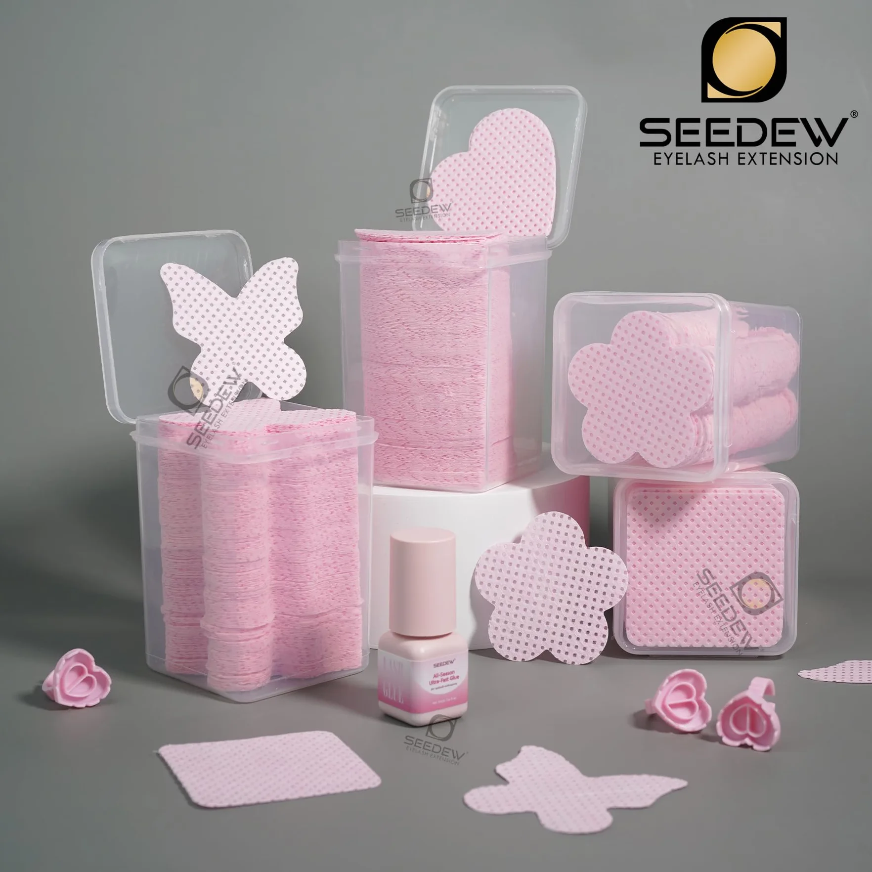200 Pezzi Salviette Colla Ciglia, Panno Magico Senza Pelucchi, Panni per la Pulizia di Colla, Extension Ciglia, Unghie (1 Scatola) (Confezione Semplice) - (Forma di Cuore, Rosa)
