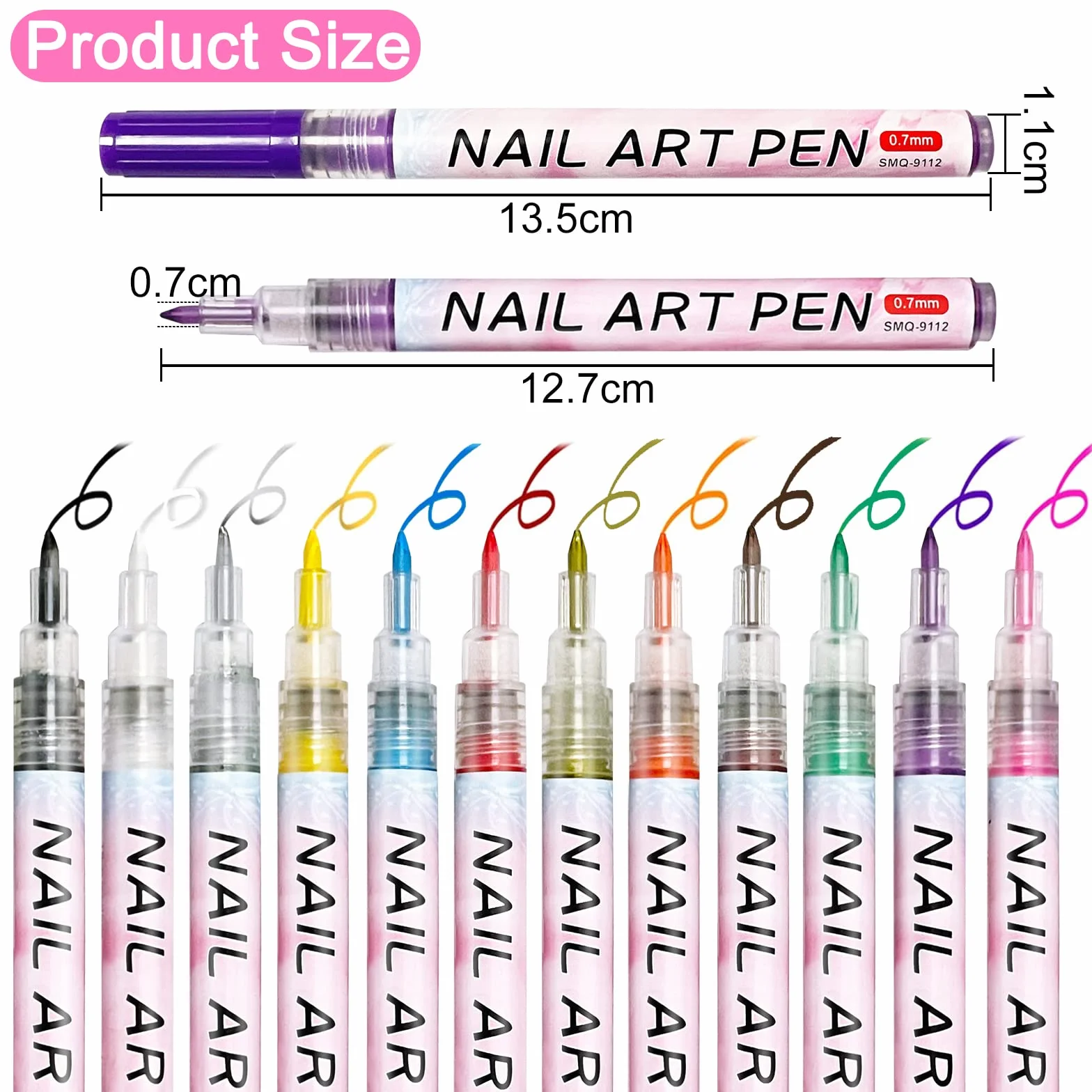 12 Pezzi 3D Nail Art Pen, Owelth Smalto in Penna per Pittura Decorazioni Unghie per Disegno, Penna per Fai Da te Graffiti Pen Manicure Strumenti Bellezza Adorna Regalo per Halloween Natale