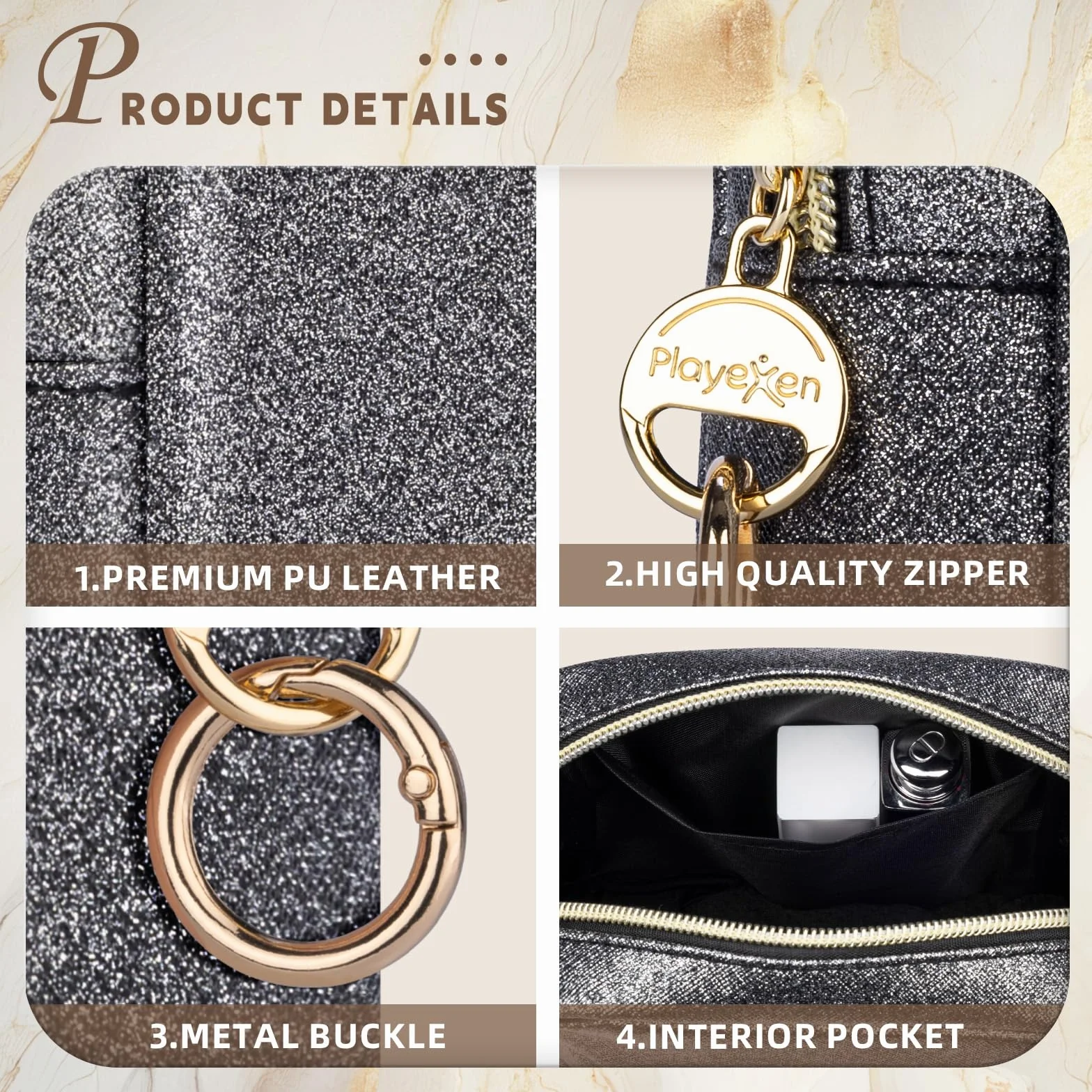 Beauty Case da Viaggio Trousse Trucchi Donna Pochette in Pelle Brillantini Borsa per Cosmetici Organizer Borse Makeup Trucco Organizer Portatile Accessori Viaggio per Ragazza Donna Compleanno(Rosa)