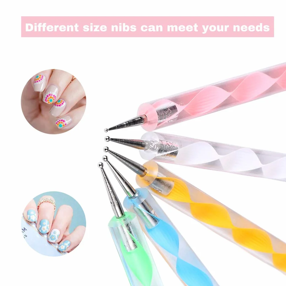 Penne Dotter per Nail Art， Penne per Manicure Attrezzo per Nail Art Nail Art Design Pittura Nail punteggia Detailing Pen，Effetto Marmoreo (5PCS)