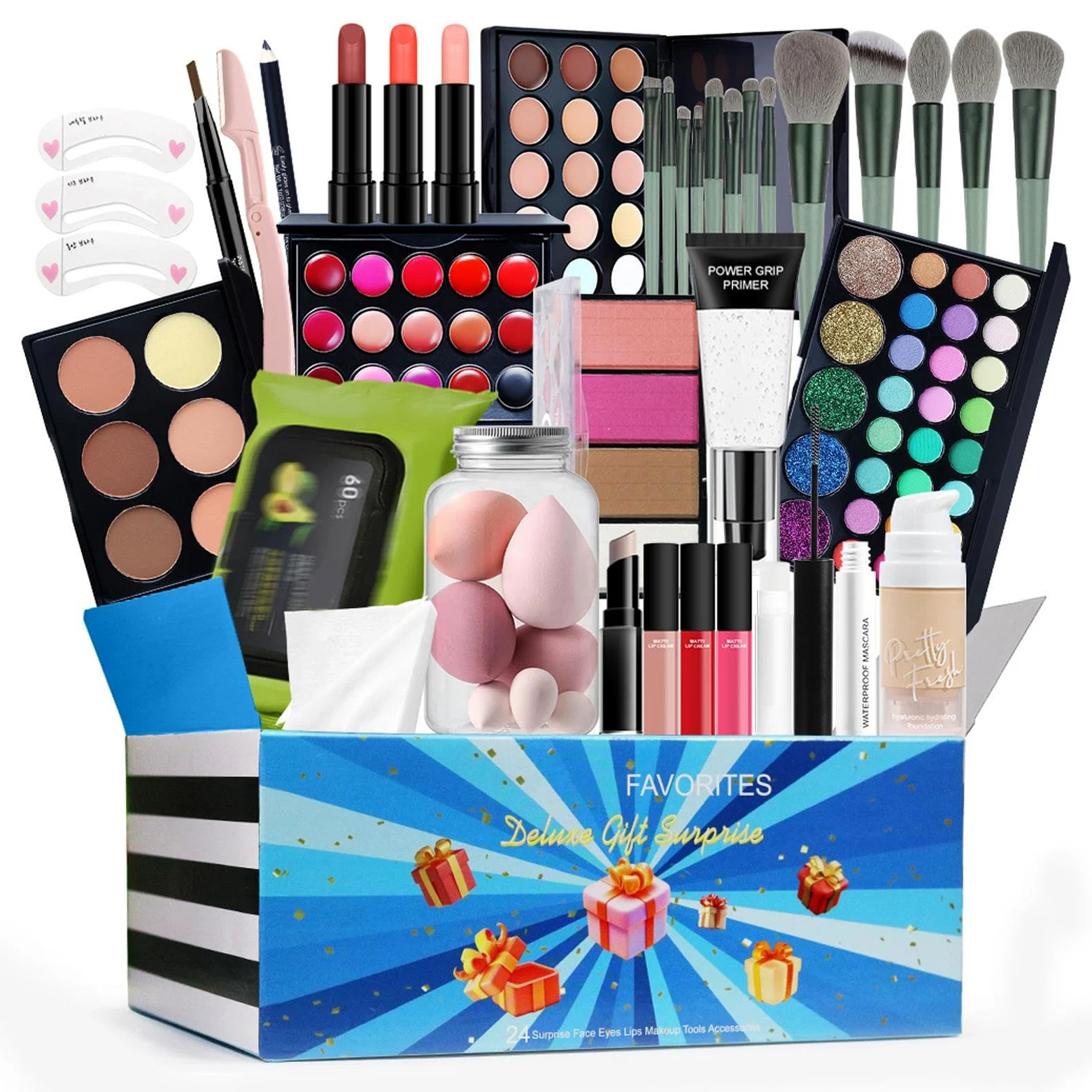 Set Per Trucco Professionale - Kit Completo Per Trucco Da Viaggio Per Estetista Da 24 Pezzi | Pacchetto Iniziale Trucco Multiuso | Kit Trucco Per Adulti Per Ragazze | Set Di Cosmetici Per Uomo E Donna
