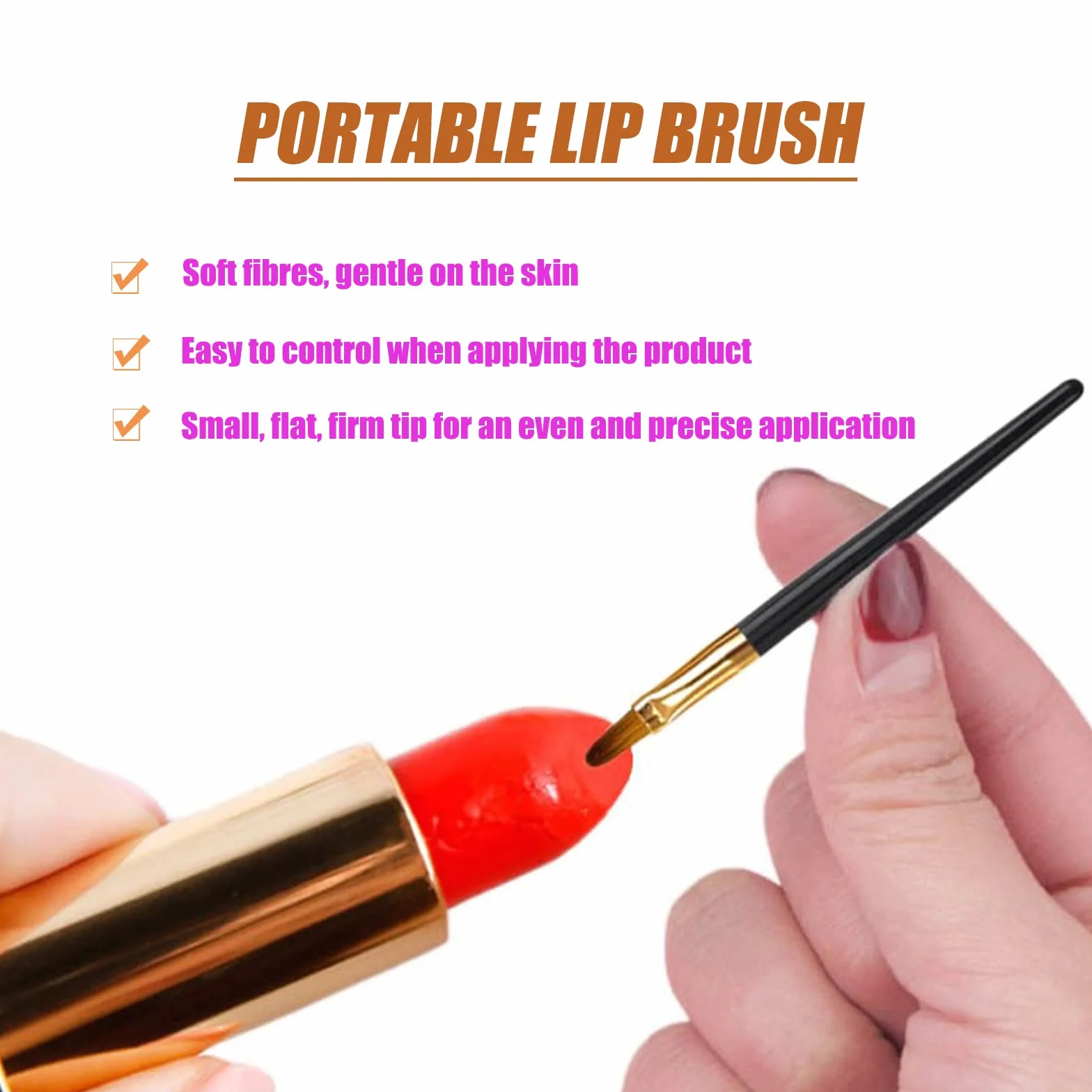 RoseFlower doppia testa usa e getta trucco pennello 100pcs, pennello per labbra per trucco monouso portatile, applicatore di pennelli per labbra, applicare uniformemente, Nessun spargimento #5