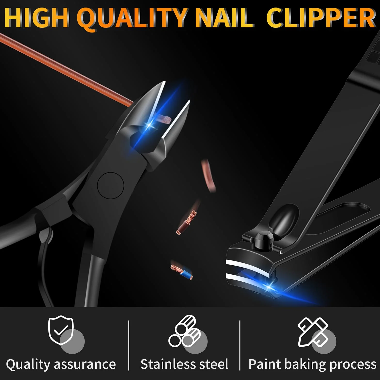Set Manicure Kit Pedicure 16 Pezzi Acciaio Inox Strumenti Professionali Cura Unghie Custodia Pelle Viaggio Nero
