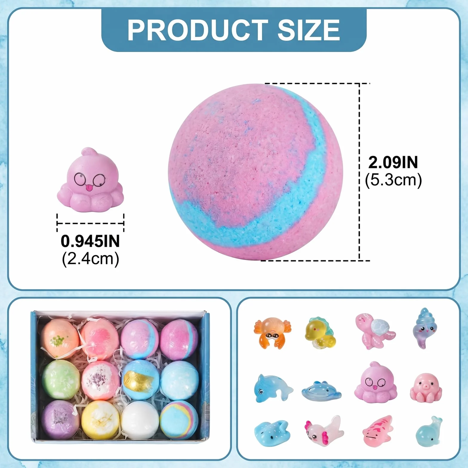 12 Pezzi Bombe Da Bagno Con Bolle, Ingredienti Delicat, sali da bagno rilassanti e schiuma,giocattoli da bagno,Include giocattoli a sorpresa per ragazze e ragazzi per Natale