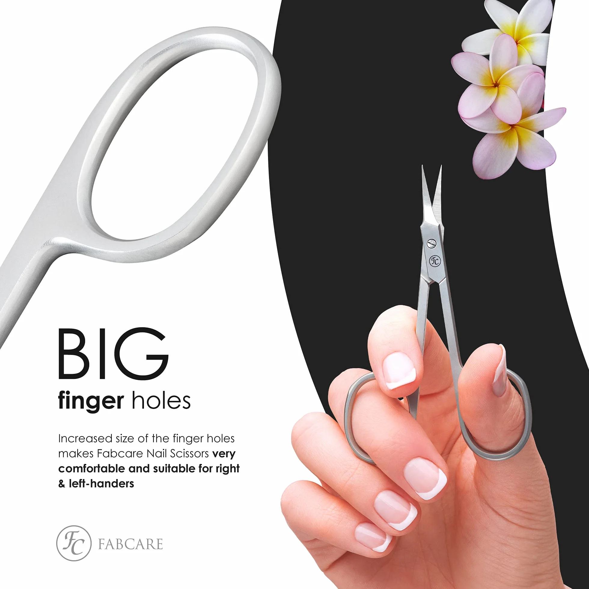 FABCARE Forbici per cuticole professionali micro-dentatura extra affilate mancini custodia