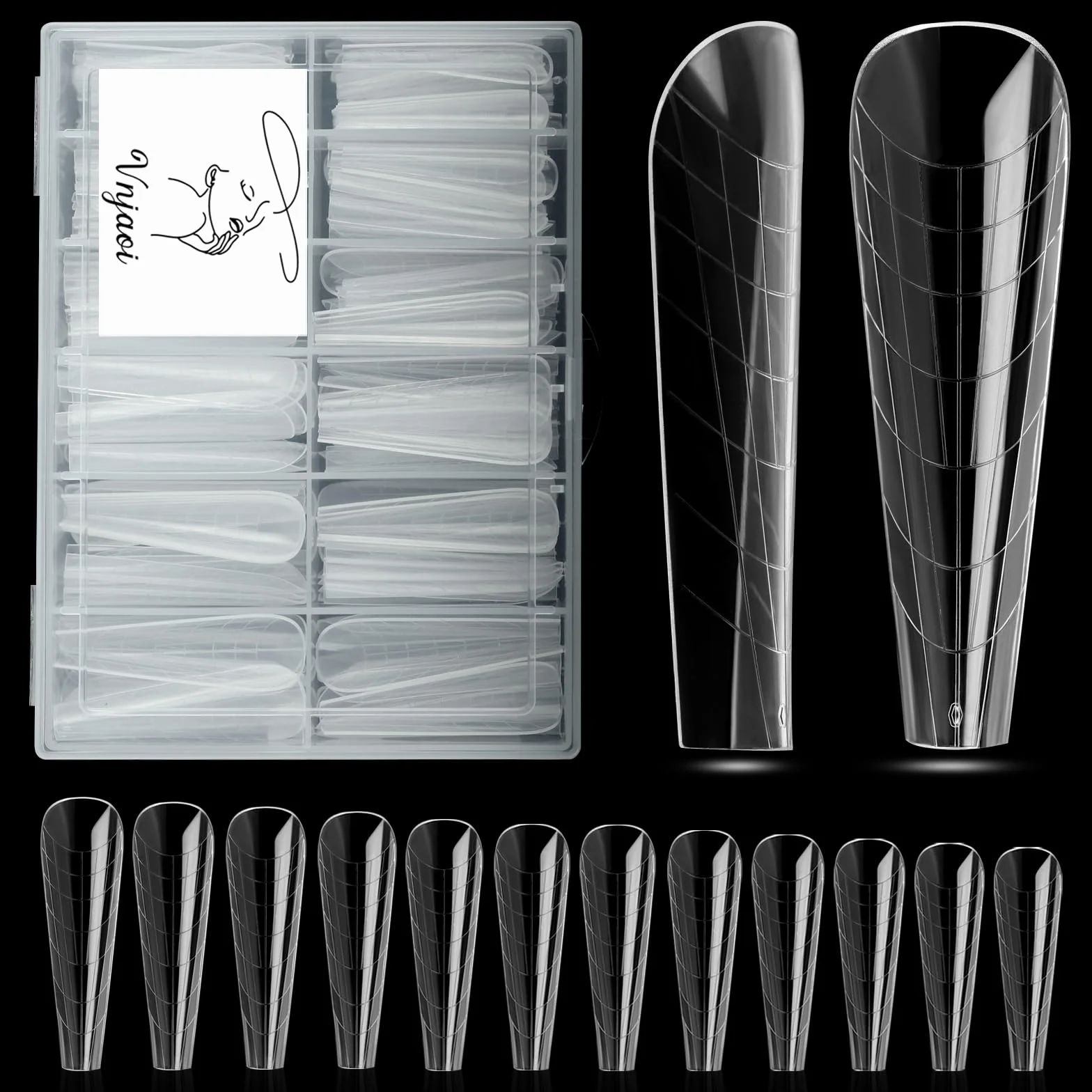 120 Pezzi Poli Estensione Gel Forme per unghie doppie con unghie a bara per la manicure in gel e per il fai da te nel salone di bellezza (set di forme per unghie doppie lunghe in Ferrari)