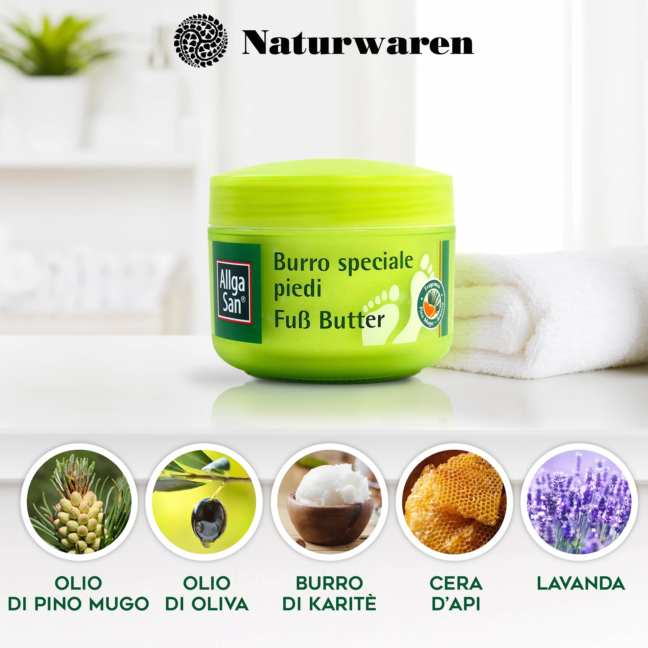 Allga San Burro Speciale Piedi Crema Piedi Secchi e Screpolati 200 ml Idratante con Burro di Karitè e Burro di Cacao