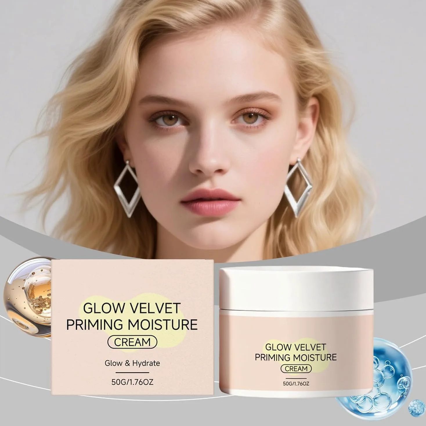 Crema idratante primer Glow-Velvet, minimizzante dei pori e primer fissante per il trucco a lunga durata, idratante viso quotidiano per tutti i tipi di pelle,3PCS