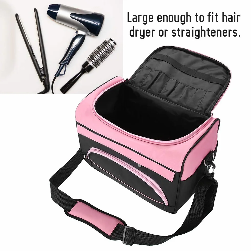 Brrnoo Borsa parrucchiere Borsa trasporto per accessori per parrucchieri professionale di grande capacità Borsa viaggio per attrezzi salone Rosa