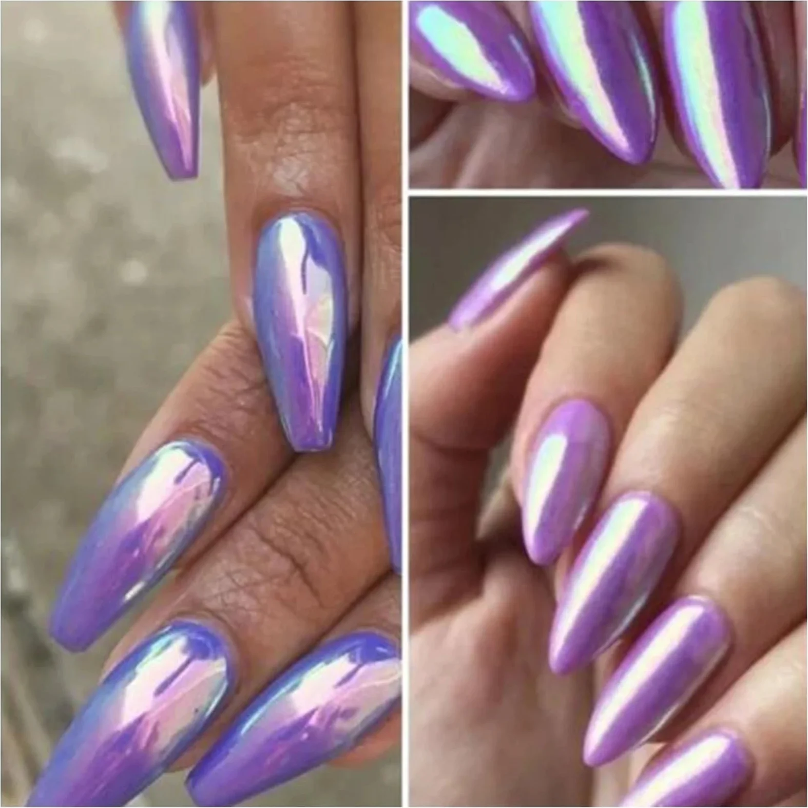 Polvere cromata unghie 12 Griglie Aurora Sirena Perla Shimmer Specchio effetto cromato Polvere for unghie per Manicure