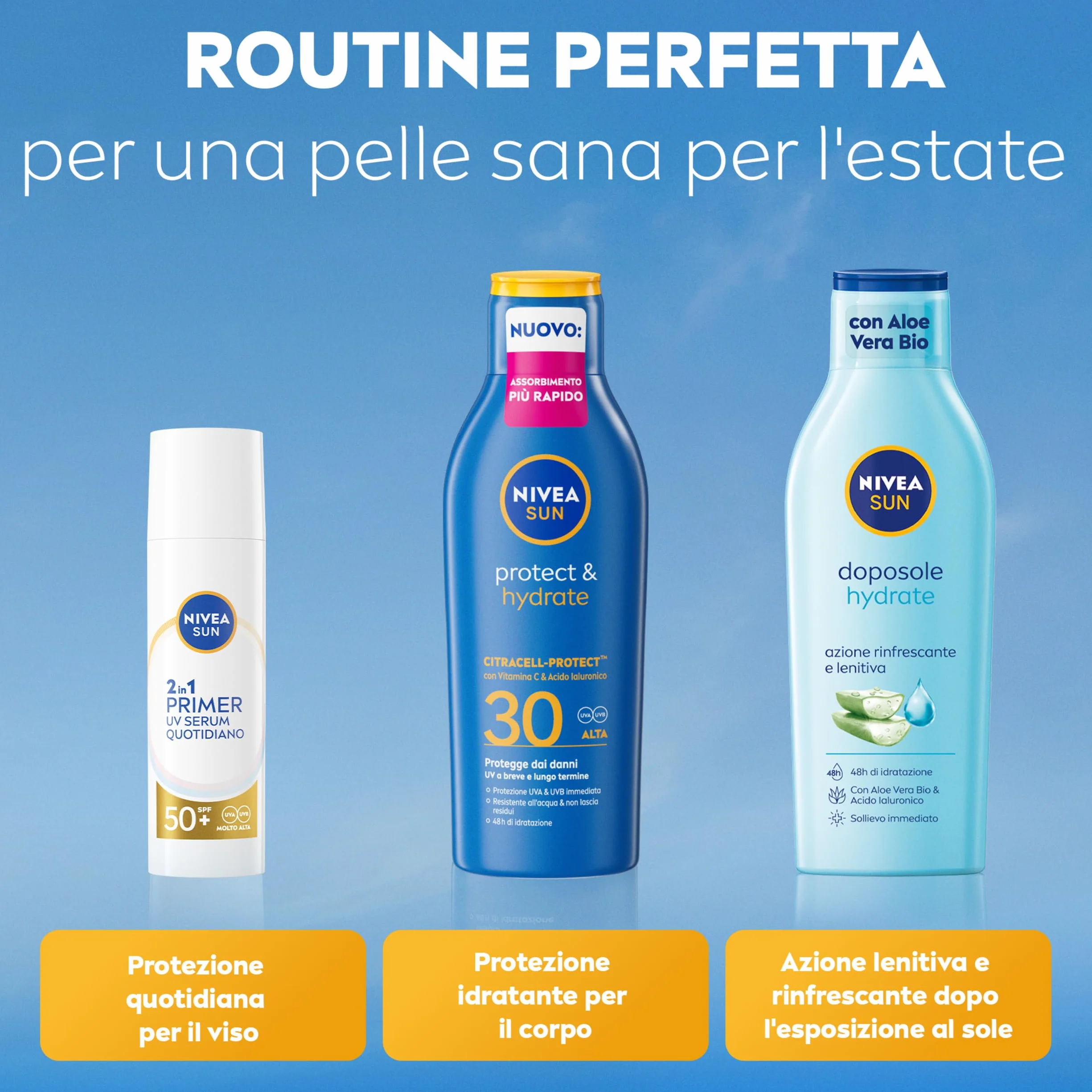 NIVEA SUN Protect & Hydrate Crema Solare SPF 30 200 ml Idratante 48h Resistente all'Acqua Vitamina C Acido Ialuronico