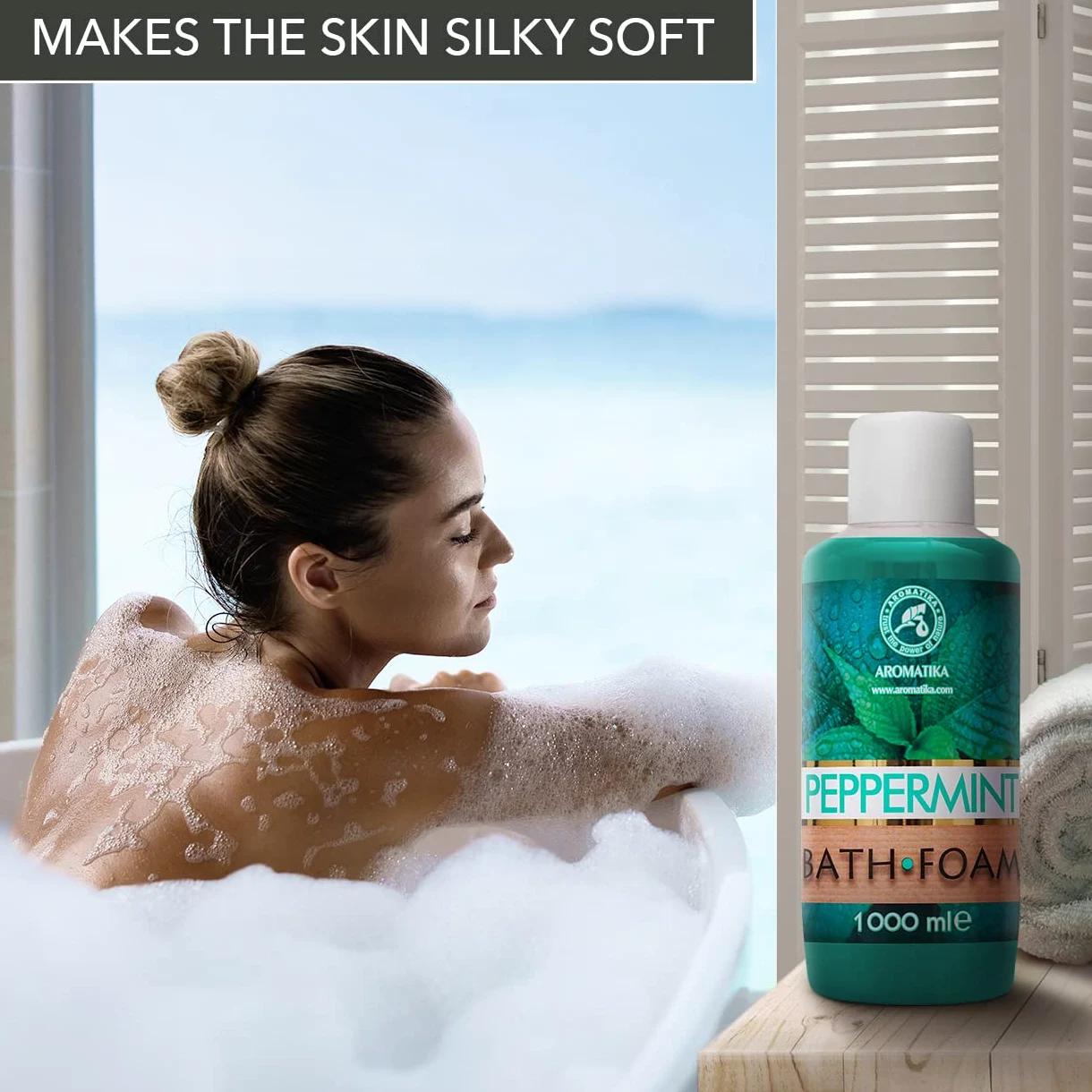 Bagno Schiuma con Olio Essenziale di Menta Piperita 1000ml - Cura del Corpo - Buon Dormire - Bellezza - Bagno - Cura del Corpo - Benessere - Relax - Aromaterapia - Bagnoschiuma - Bath foam Peppеrmint