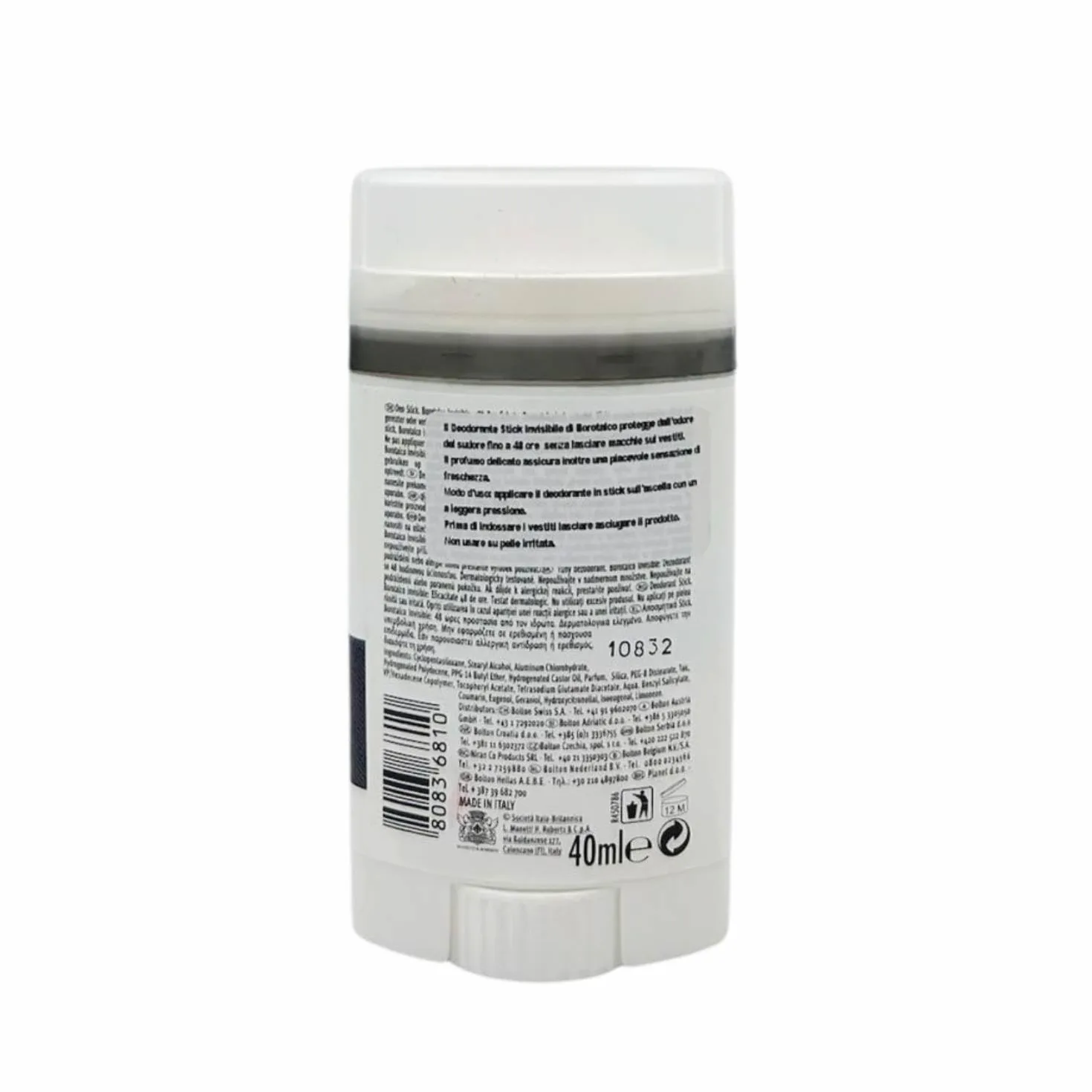 Borotalco Invisible Deodorante Uomo Talco Effetto Barriera Anti-Macchie Senza Alcool 48H Stick 40 Ml (12)