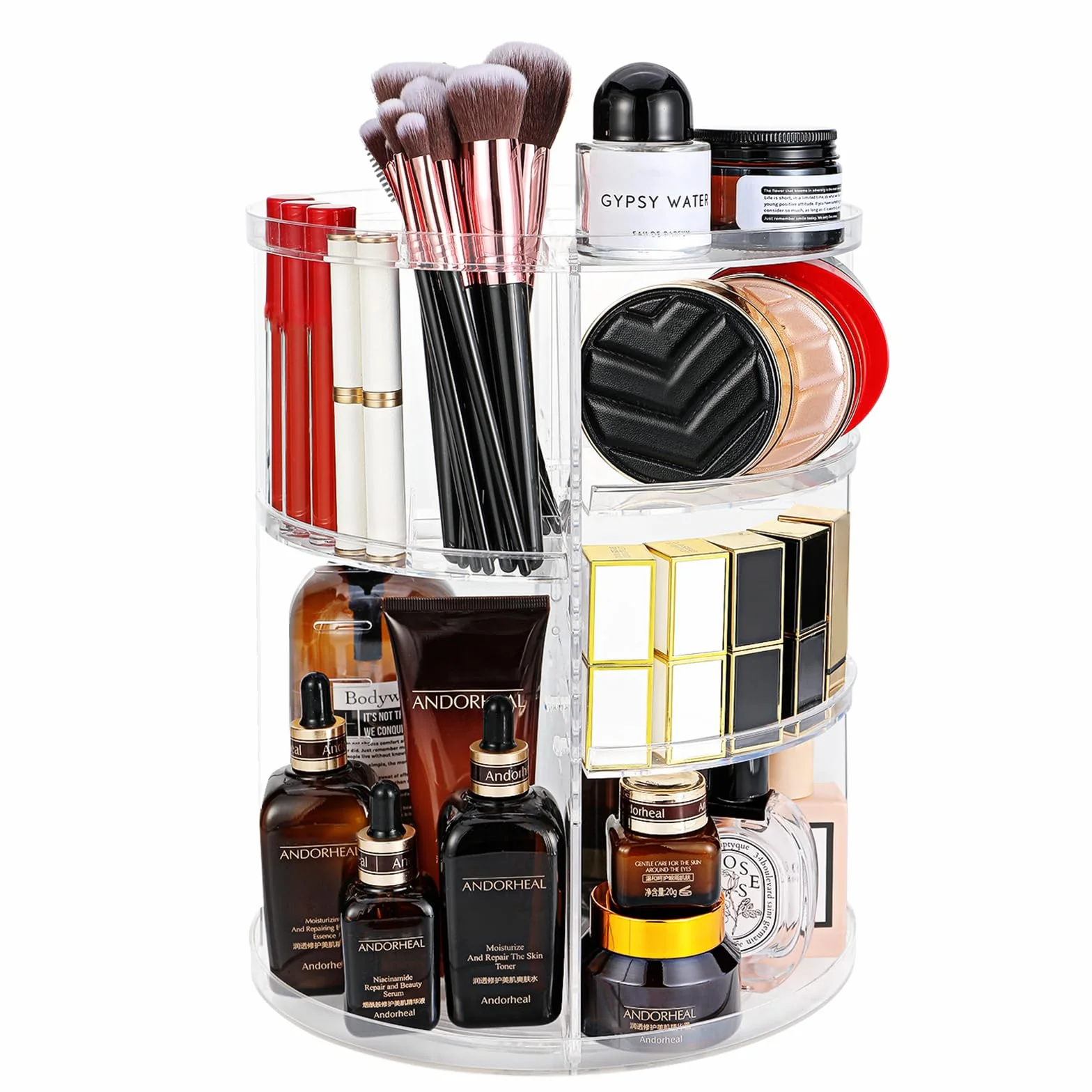 Organizzatore di Trucco Rotante a 360° Make Up Organizer Porta Creme Ripiani Regolabili Multifunzione
