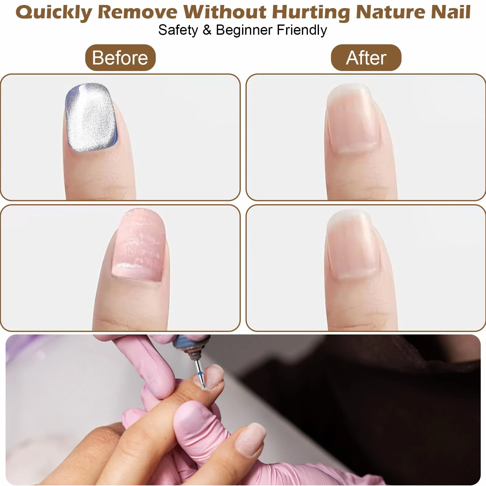 Zestaw 3 końcówek do frezu do paznokci, stożkowe mikro do skórek, multifunkcyjne akcesoria do manicure i pedicure