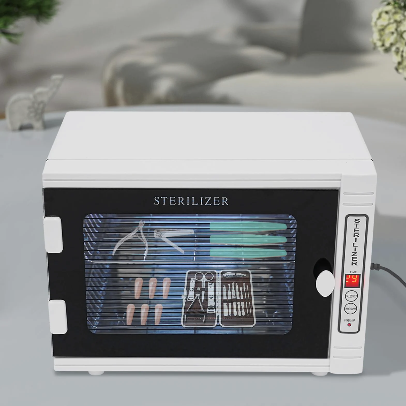 Armadio disinfettante UV, sterilizzatore per manicure, sterilizzatore UV, sterilizzatore per unghie, sterilizzatore medico, strumento con timer per cosmetici, studi di piedi, asciugamani