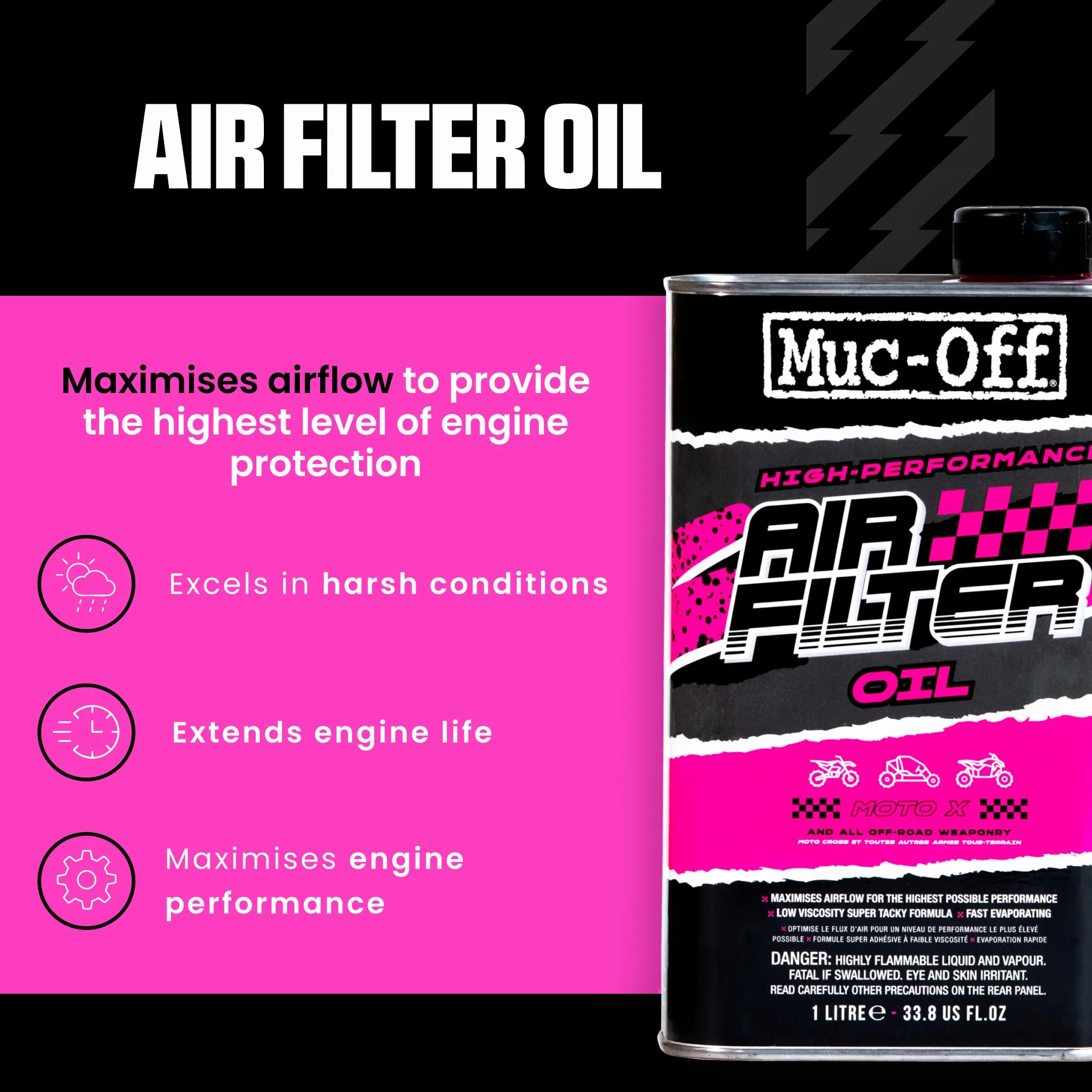 Muc-Off Air Filter Oil 1 Litro - Olio Filtri Aria per Motocross e Sport Motoristici