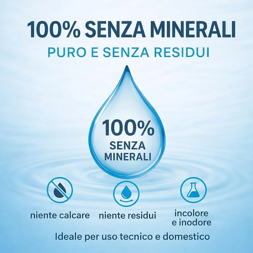 GiDeli Acqua demineralizzata 4 x 5 l per ferro da stiro, batterie, refrigeratore