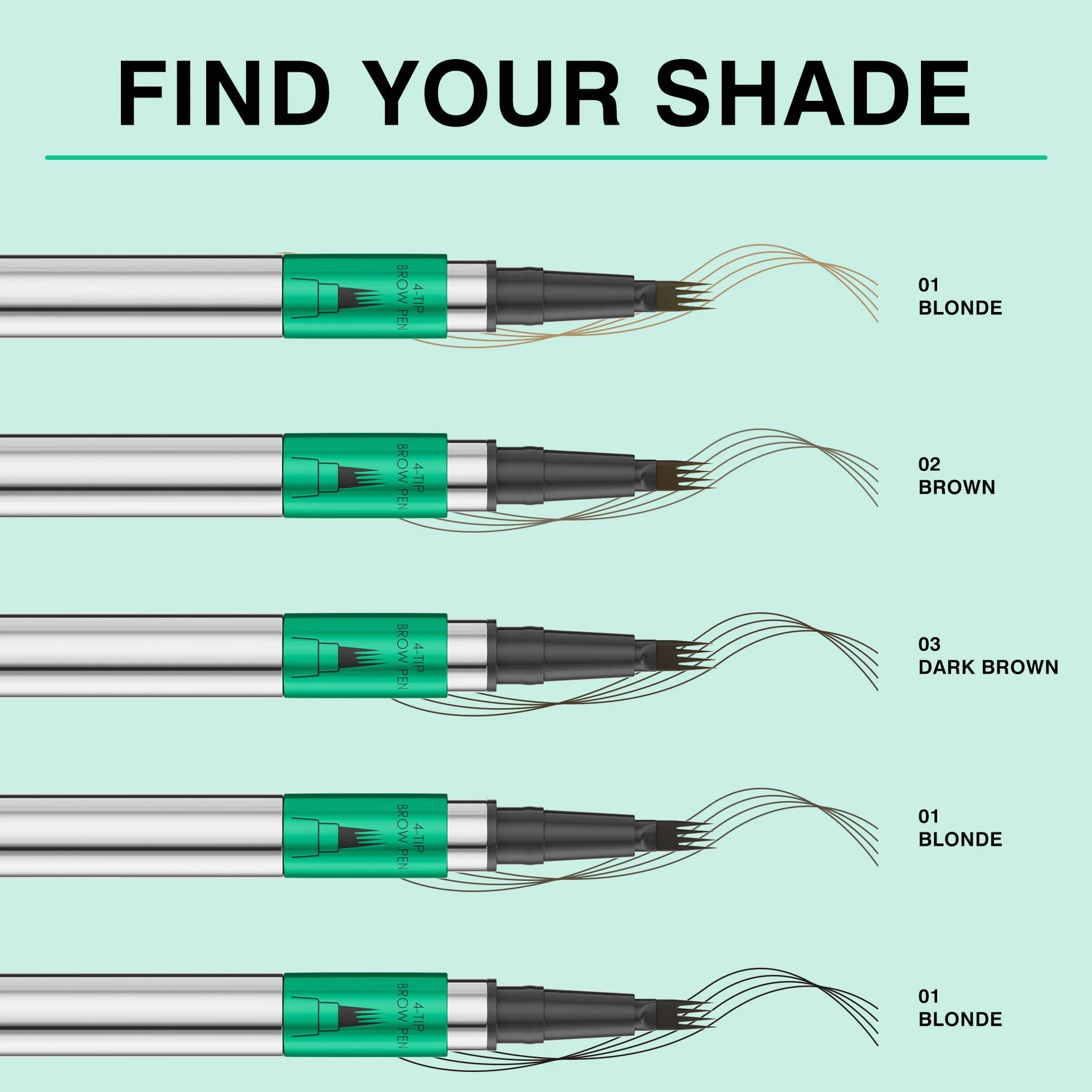 Penna Sopracciglia Effetto Pelo - Matita Sopracciglia Waterproof & No Transfer, Lunga Durata fino a 12H, Effetto Microblading Naturale, Cruelty-Free, Punta Sottile e Precisa (03 Dark Brown)