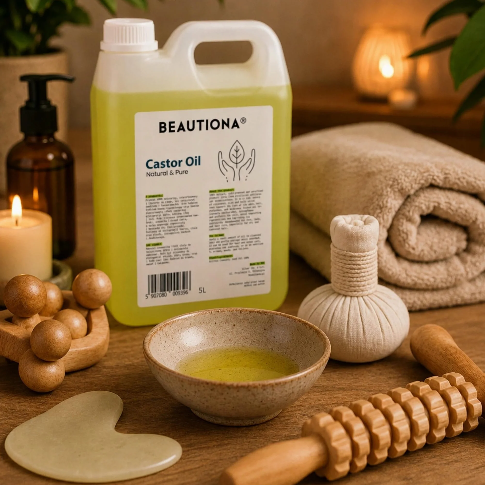 Olio di ricino da 5 l, spremuto a freddo, non raffinato, olio cosmetico