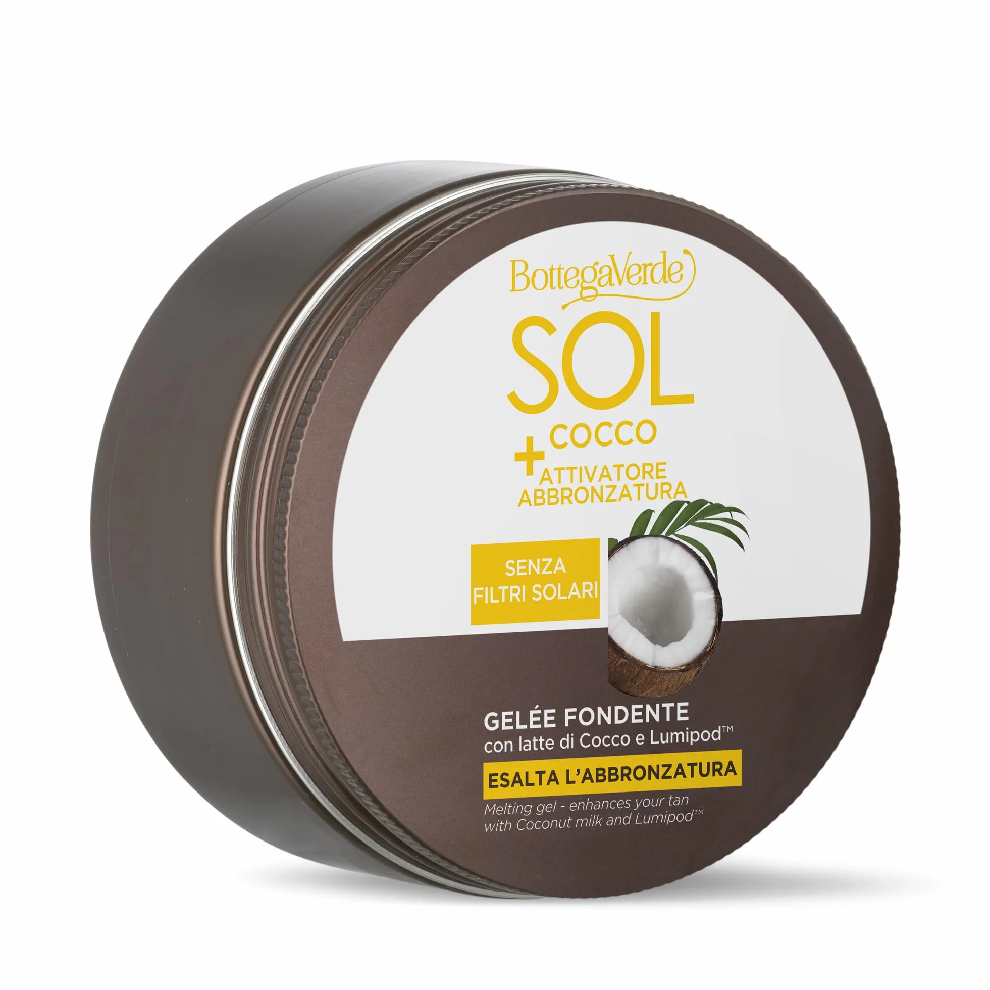 Bottega Verde SOL Cocco Gelée Corpo Attivatore Abbronzatura 150 ml, Senza Filtri Solari, con Latte di Cocco e Lumipod, Intensifica e Prolunga l'Abbronzatura