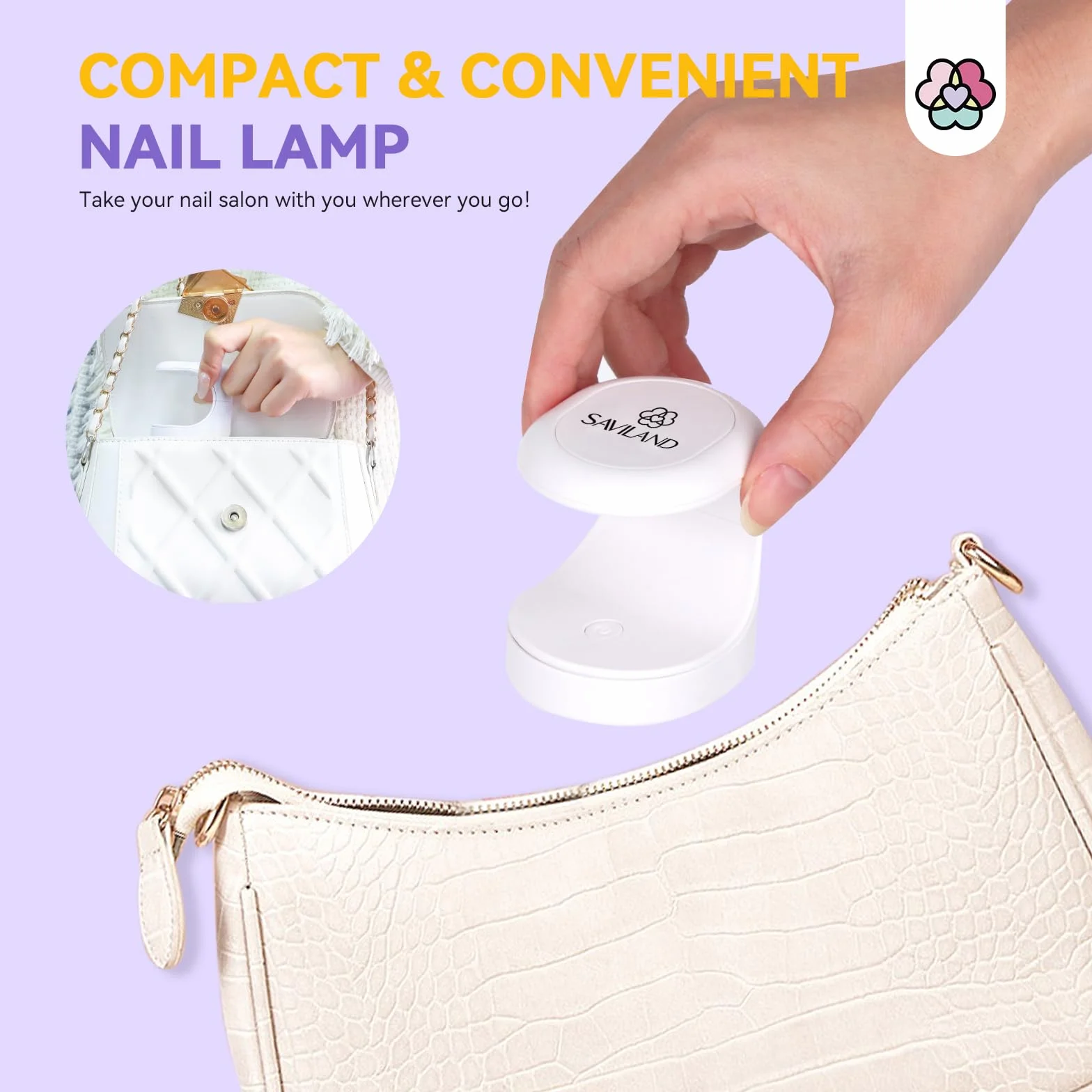 Saviland Mini Lampada UV LED Unghie, 16W Lampada per Unghie Gel Asciugatura Rapida, Luce UV Portatile, Estendere le Unghie Facile e Veloce, Lampada Unghie Piccola per Asciuga Unghie Salone di Casa