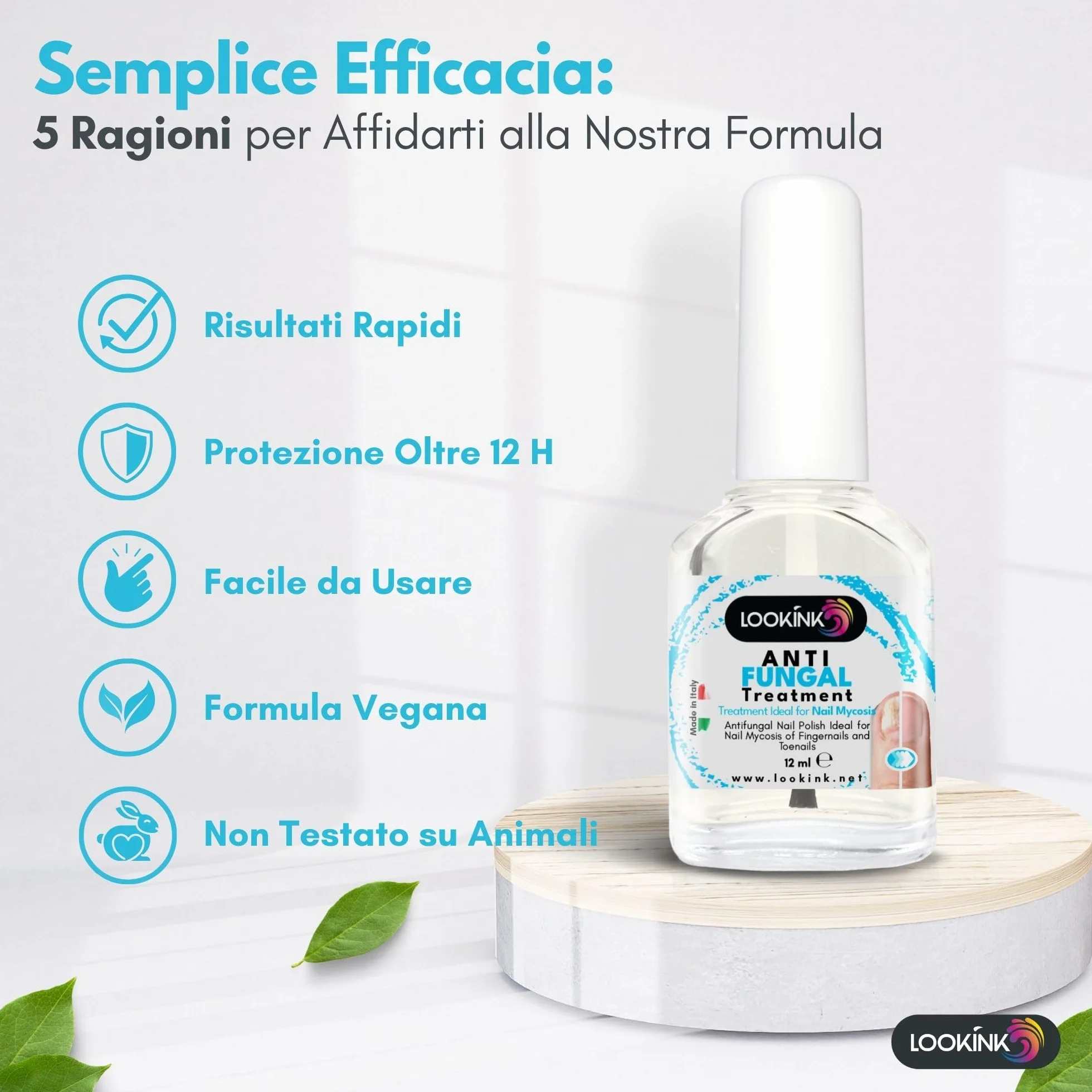 Smalto per Micosi Unghie Piedi e Mani 12 ml - Made in Italy - Trattamento Antimicotico Forte Smalto ideale per Funghi e Onicomicosi - Trattamento Efficace Per la Ricrescita di Unghie Sane