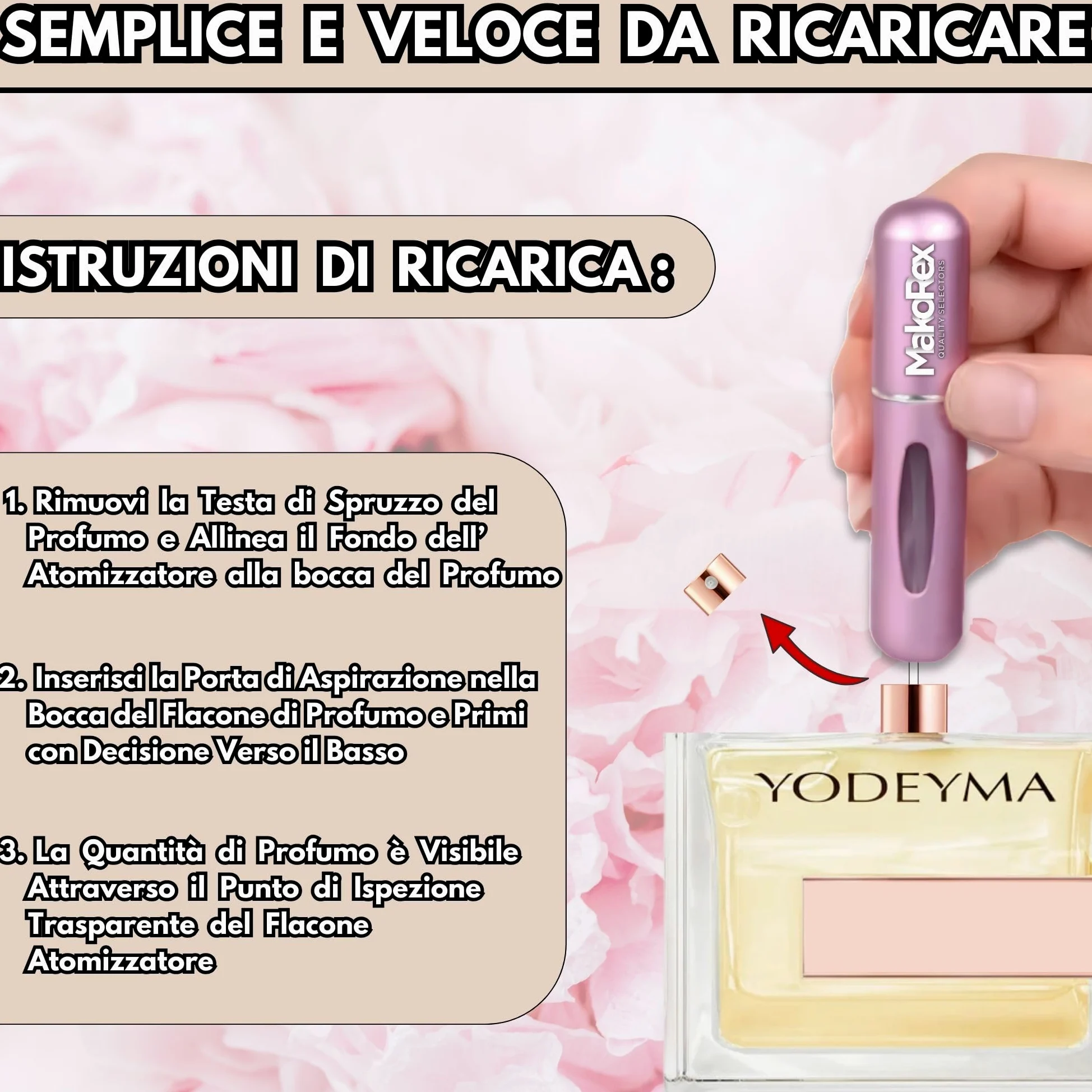Yo.dey.ma Adriana Profumo Donna Offerta Eau de Parfum 100 ml con Note di Ribes Nero e Rose - Idee Regalo Donna incluso MakoRex Spruzzino Nebulizzatore Portaprofumo da Viaggio Ricaricabile da 5 ml Rosa