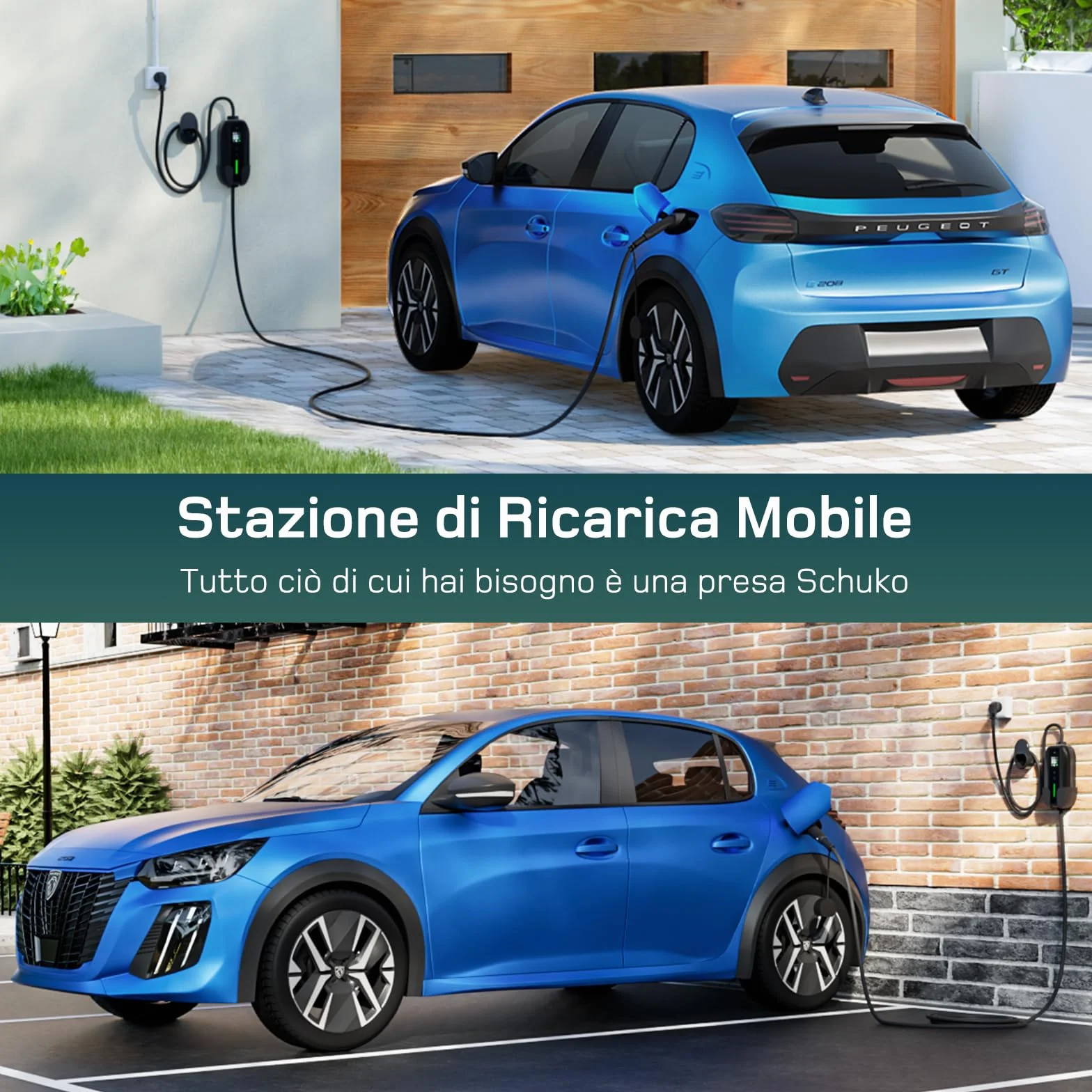 Cavo Ricarica Auto Elettrica Tipo 2 Schuko 6m 3,7kW 6-16A Wallbox Portatile LCD Digitale