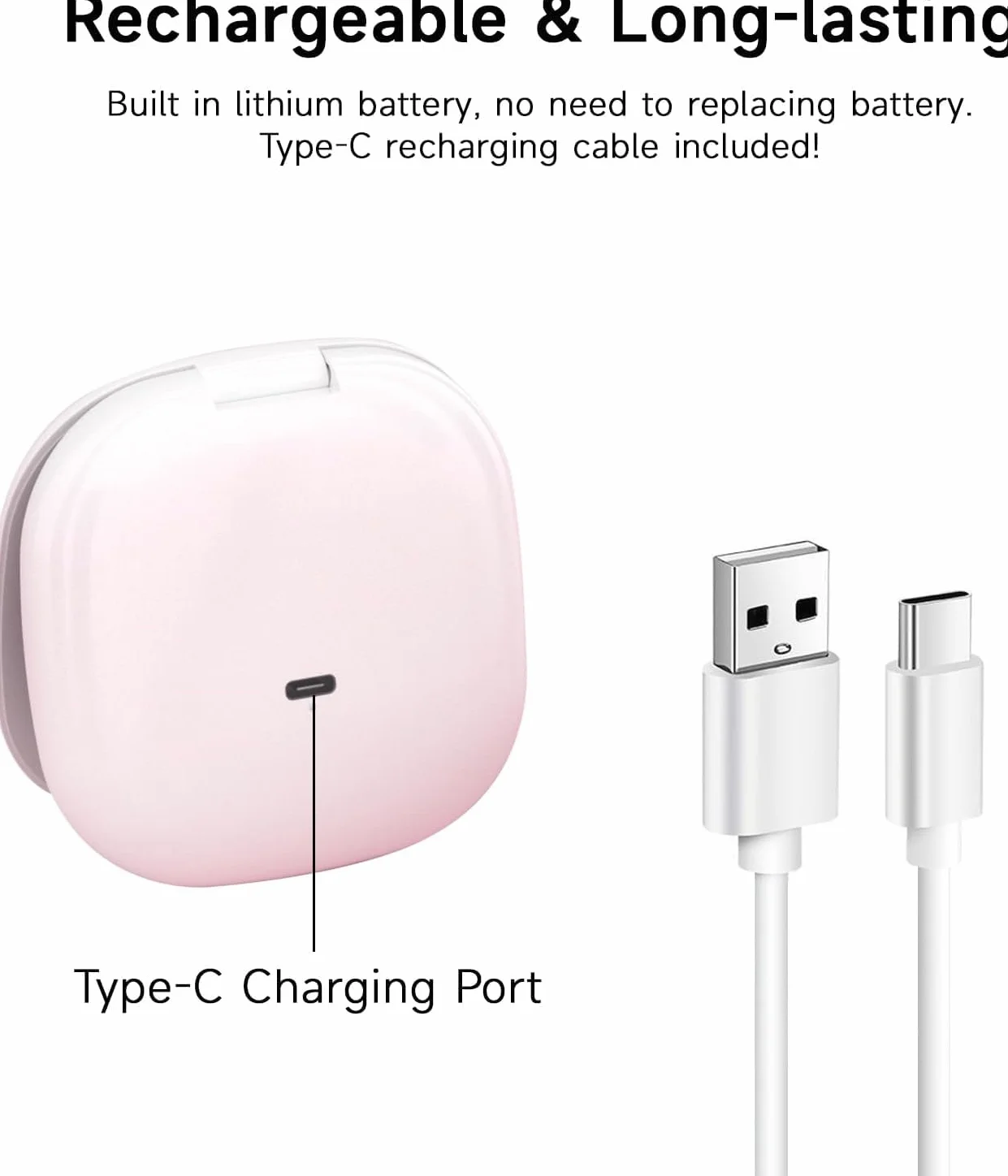 Specchio Trucco 10X con Luce LED Ricaricabile USB-C Rosa