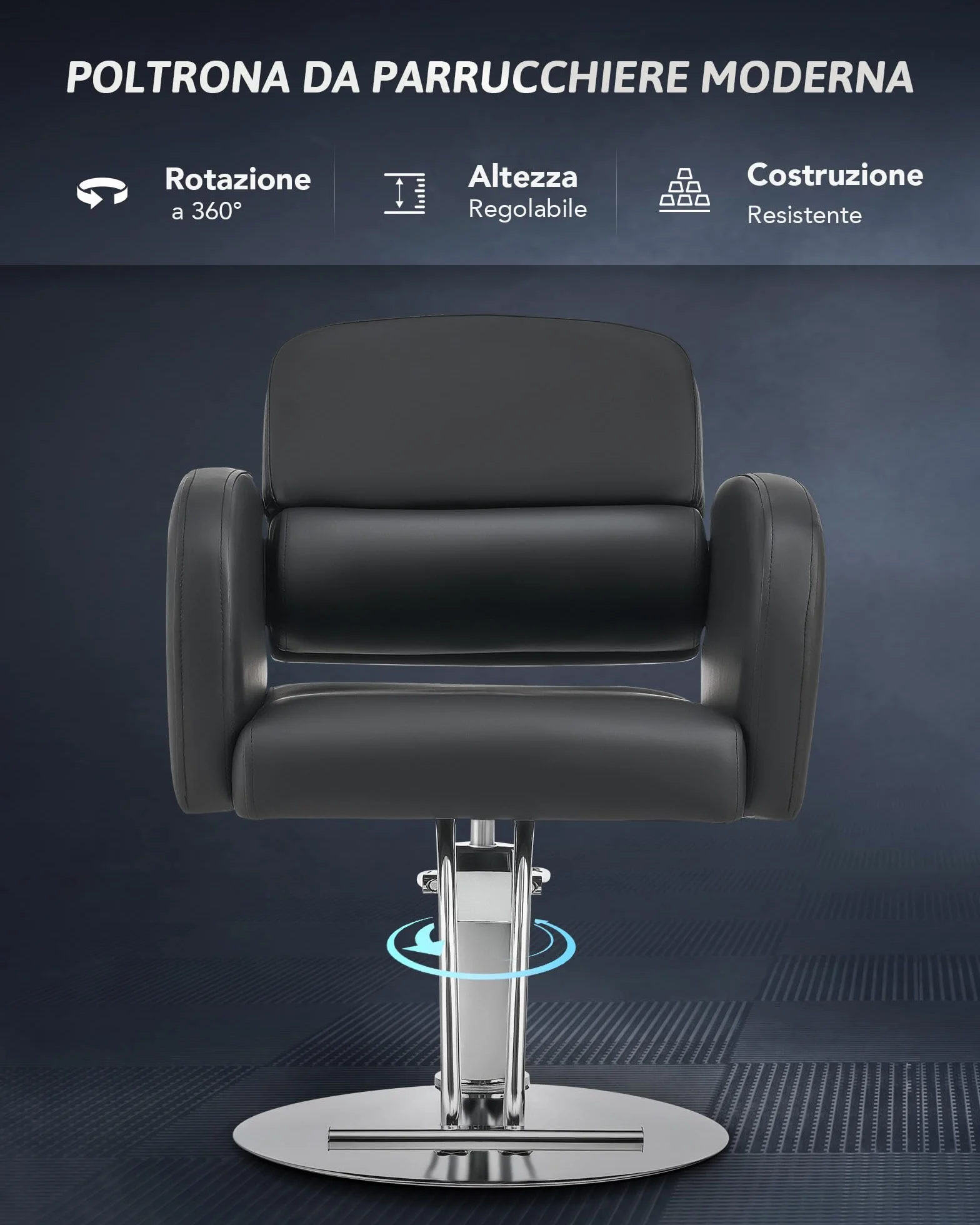 CO-Z Poltrona da Parrucchiere Sedia da Barbiere Professionale con Girevole a 360° Altezza Regolabile 15 cm Poltrona da Parrucchiere Idraulica Capacità di 250 kg per Barbieri e Salone di Bellezza
