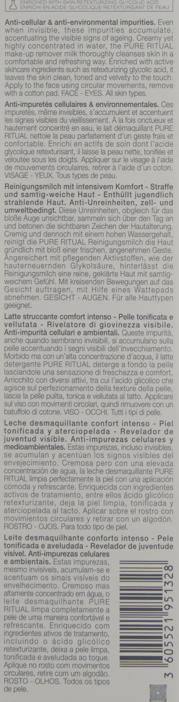 Helena Rubinstein Pure Ritual, Intense Comfort, Make-Up Remover Milk, Donna, 200 ml