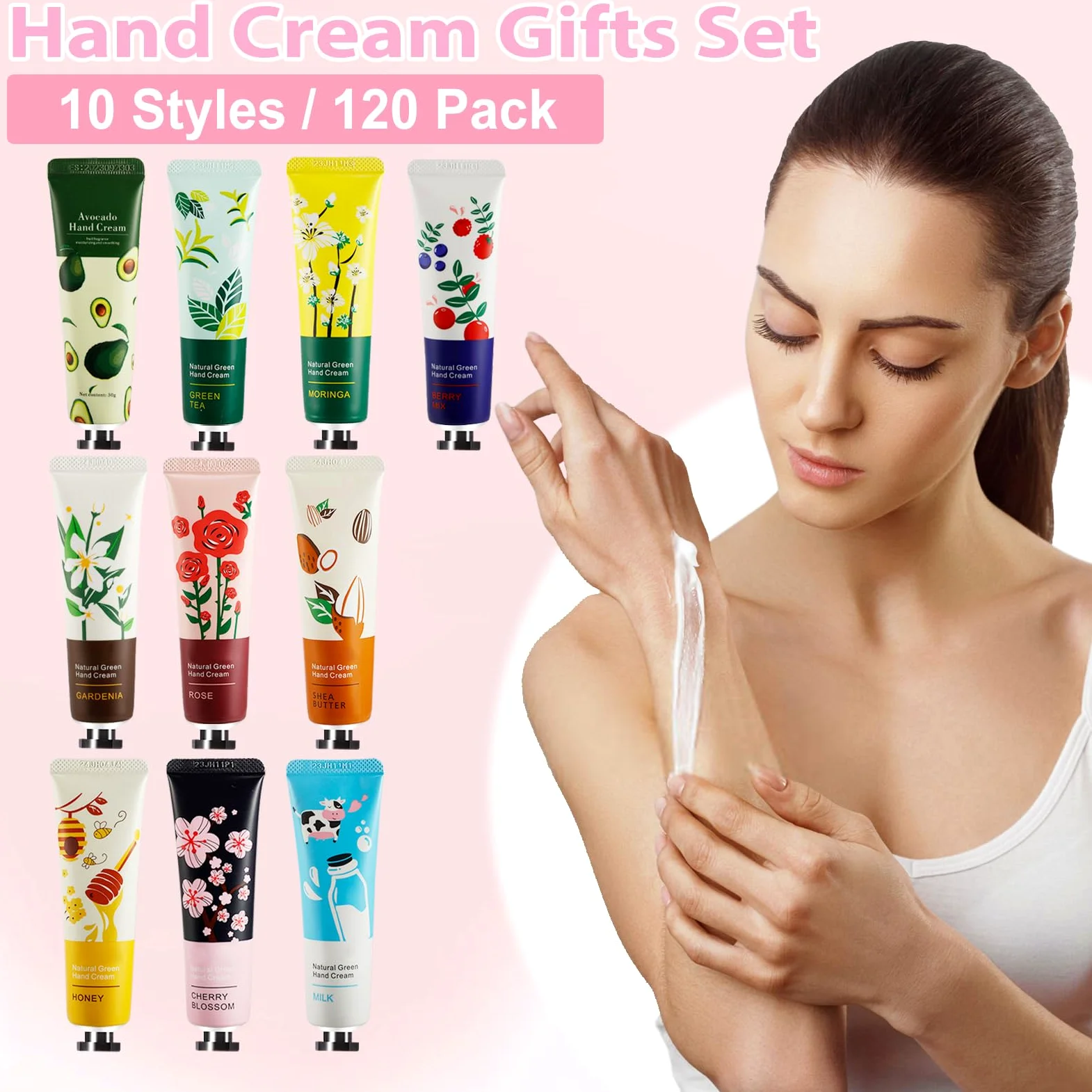 Crema mani da donna (120 pezzi), lozione per le mani sfuse (formato da viaggio) per mani secche e screpolate, crema idratante per la cura delle mani, mini lozione per le mani con