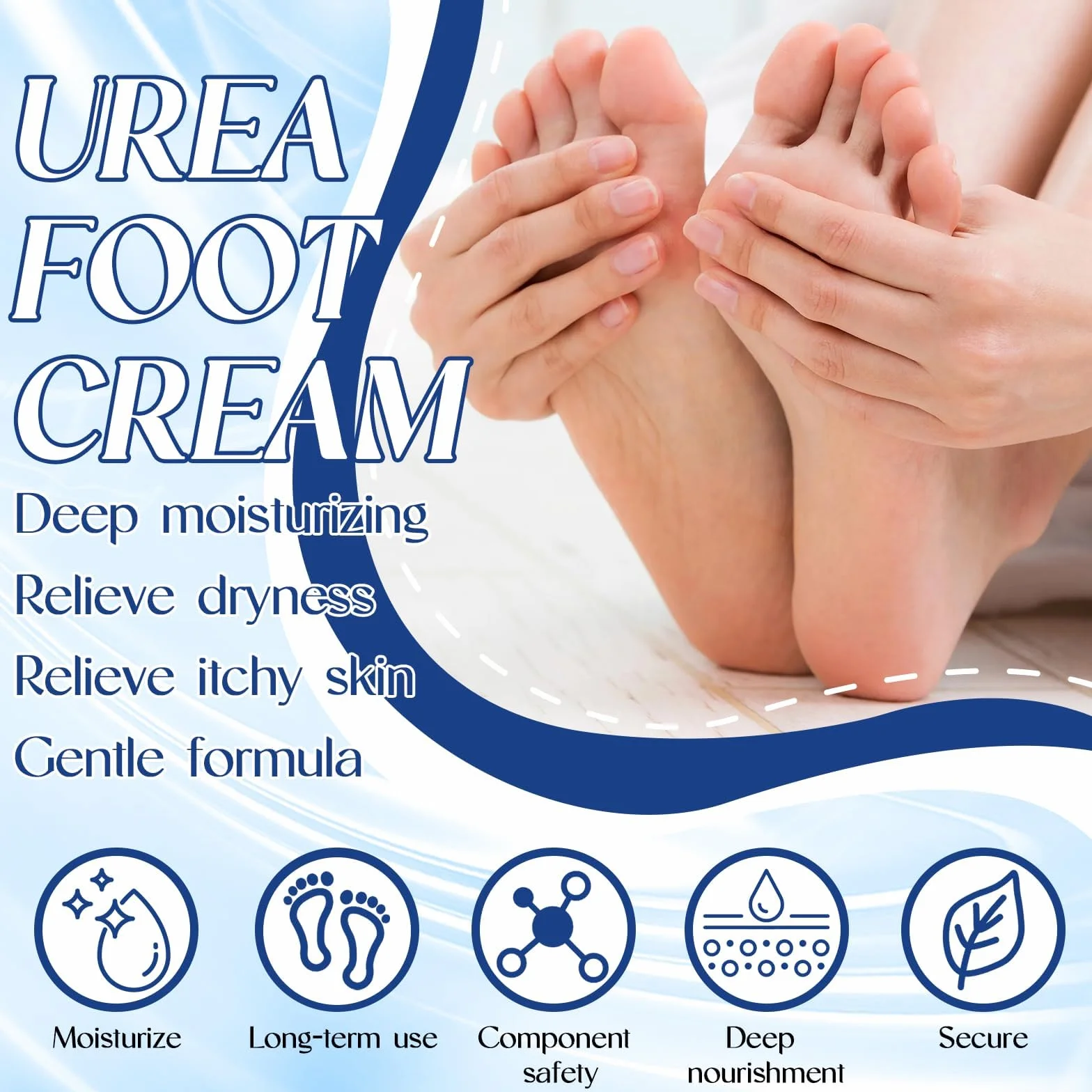 Crema Urea 2PCS, Urea Piedi, Piedi Arricchita con, Crema piedi secchi screpolati, per Mani, Talloni, Gomiti, Unghie e Ginocchia