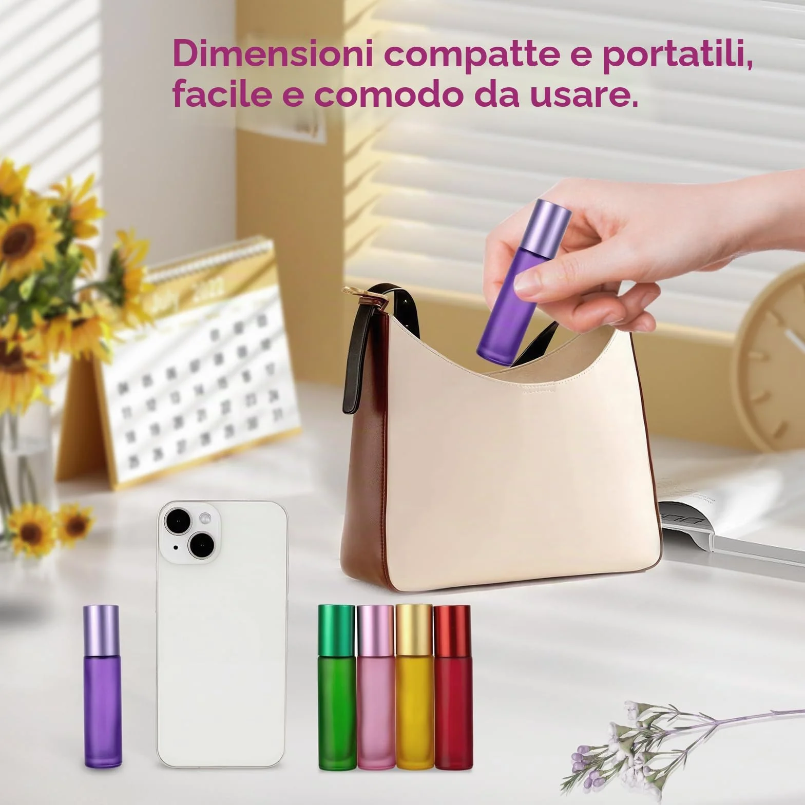 8 Pezzi 10ML Bottiglie Colorate a Rullo in Vetro Spesso, Rotolo di Vetro Vuoto,con Sfere a Rullo in Acciaio Inossidabile,per Oli Essenziali,Oli Profumi,Cosmetici,Massaggi