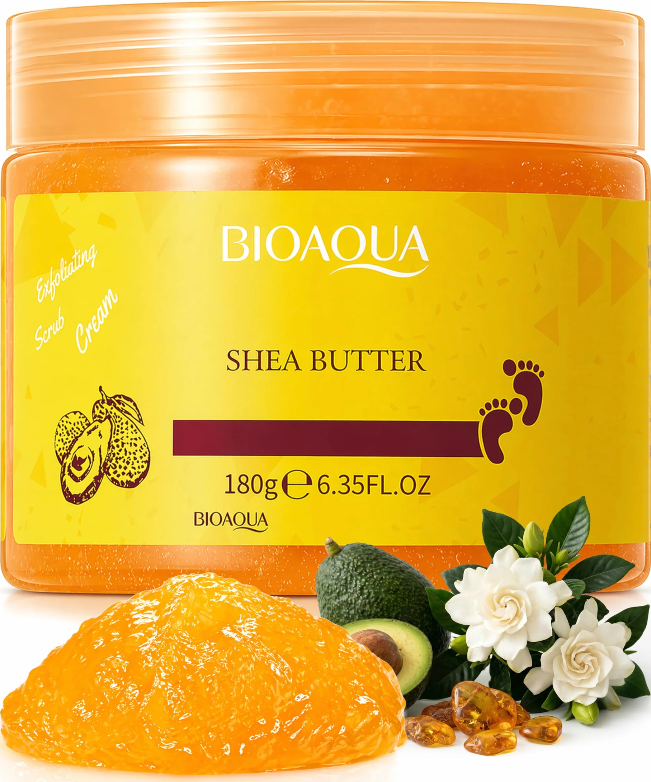 BIOAQUA Cura Del Piede Massaggio Scrub-Crema Esfoliante Detergente Piedi Delicati Olio di Karitè Naturale Estratti 180g