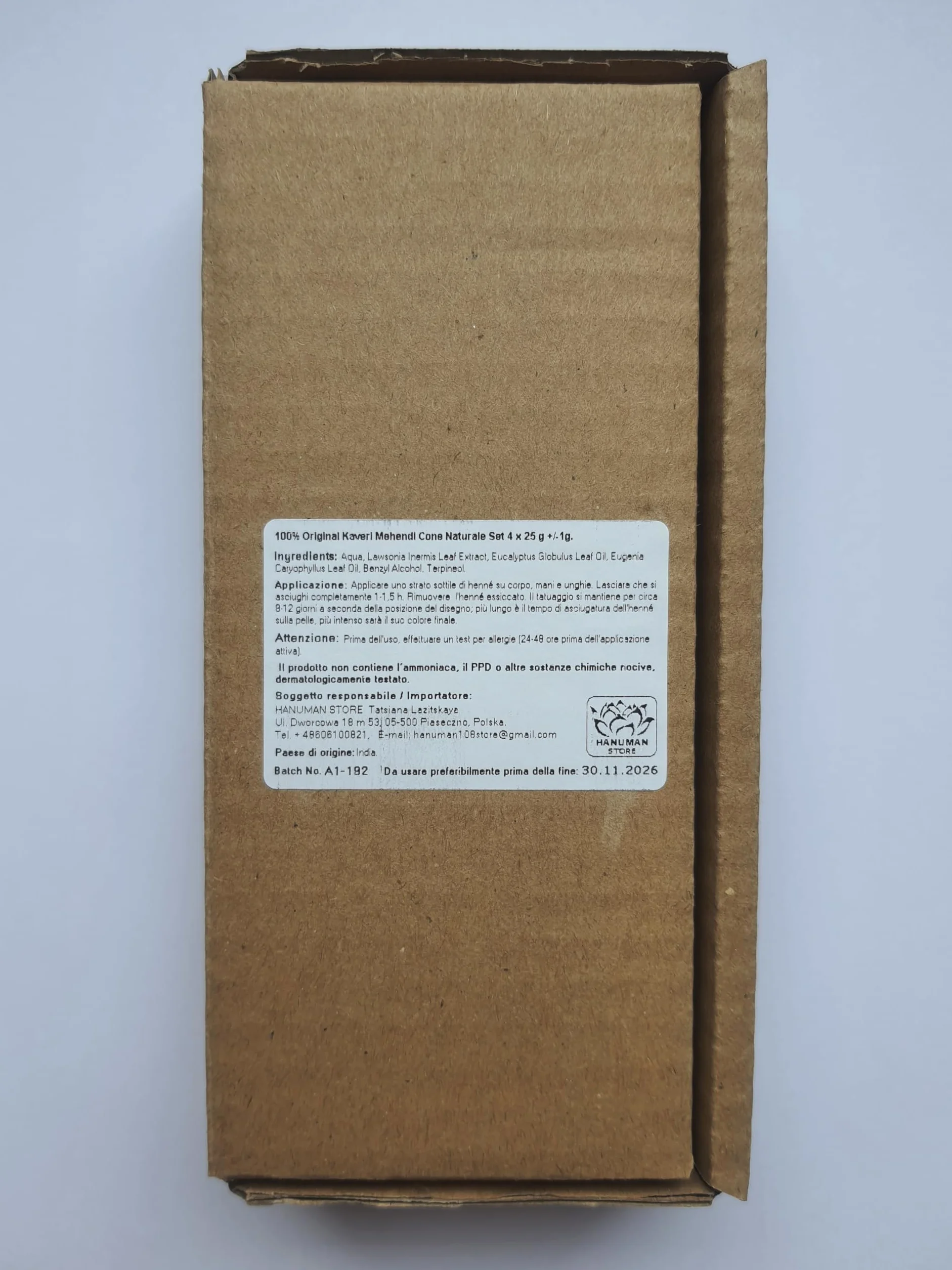 Henné Kaveri 100% Natural Mehendi Cone 4 x 25 g, Senza Sostanze Chimiche, Senza PPD