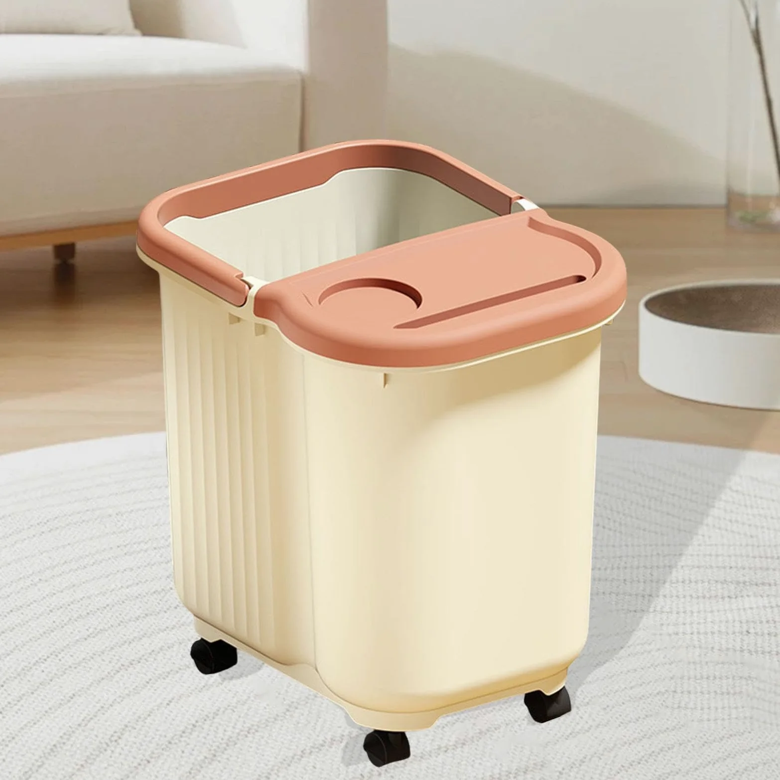 Pediluvio, Bacinella per Pedicure, Bacinella per Massaggio Ai Piedi, Realizzata in Polipropilene, Comoda E Antiscivolo Maniglia, Ideale Come Regalo O, Beige, L with Wheels