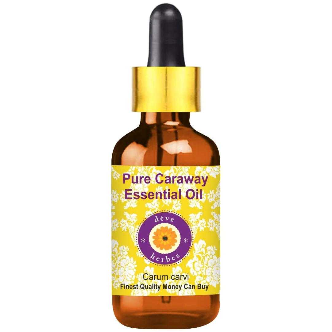 Deve Herbes Pure Caraway Olio Essenziale (Carum Carvi) con vetro Dropper 100% naturale qualità terapeutica distillata a vapore.