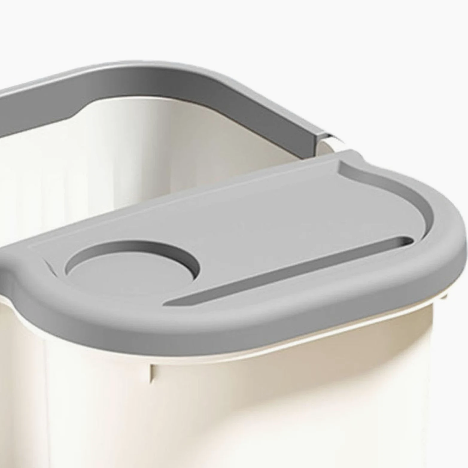 Vaschetta per Pedicure con Vaschetta Grande, Punti Massaggianti per I Piedi, in Materiale PP con Manico Antiscivolo, Adatta per Uso Domestico Fa, Bianco Grigio, L with Wheels