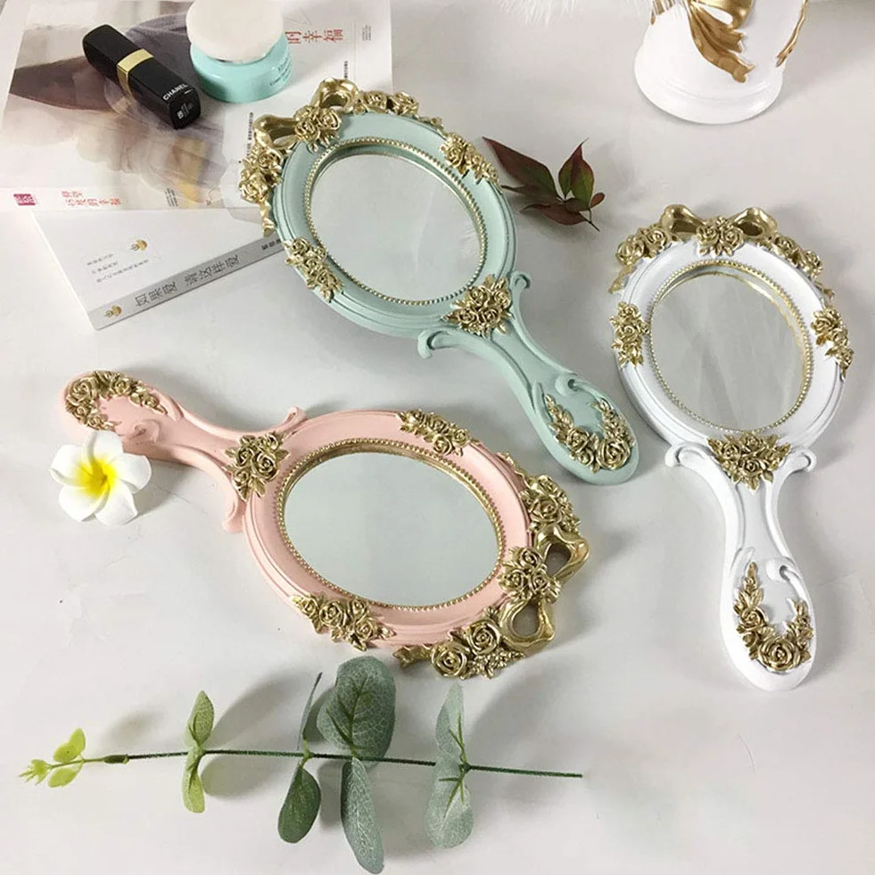 Specchio da mano vintage oro rosa compatto da viaggio regalo