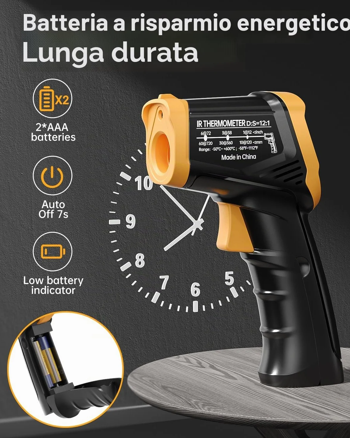 Eventek Termometro Infrarossi -50°C ~ 600°C Laser Digitale Senza Contatto per Cucina Forno Pizza Freezer Carne