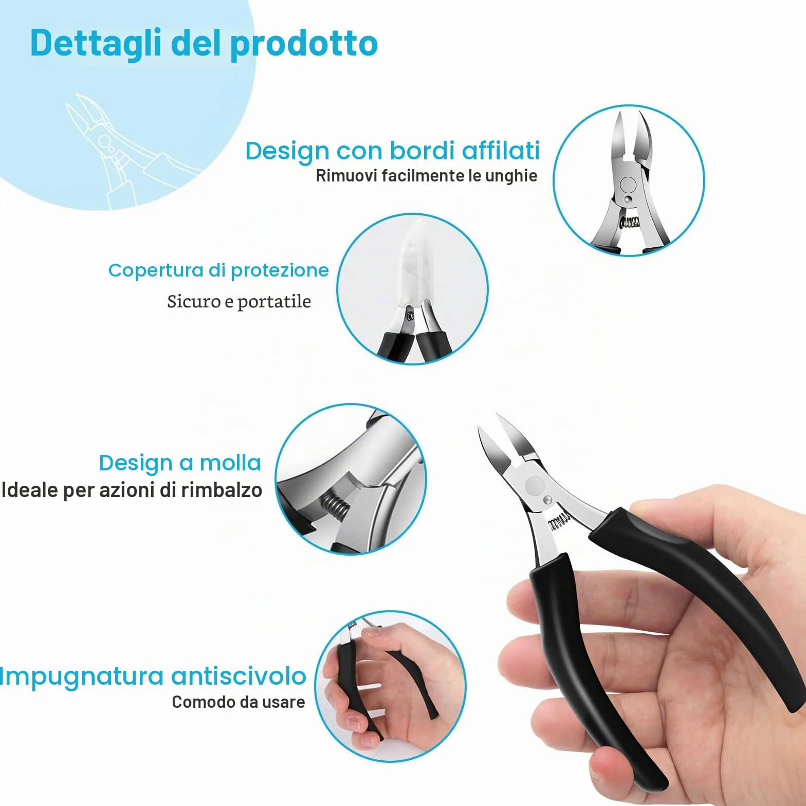 SURFOU Tagliaunghie Professionale in Acciaio Inox per Unghie Incarnite e Spesse z Remover Pelle Morta