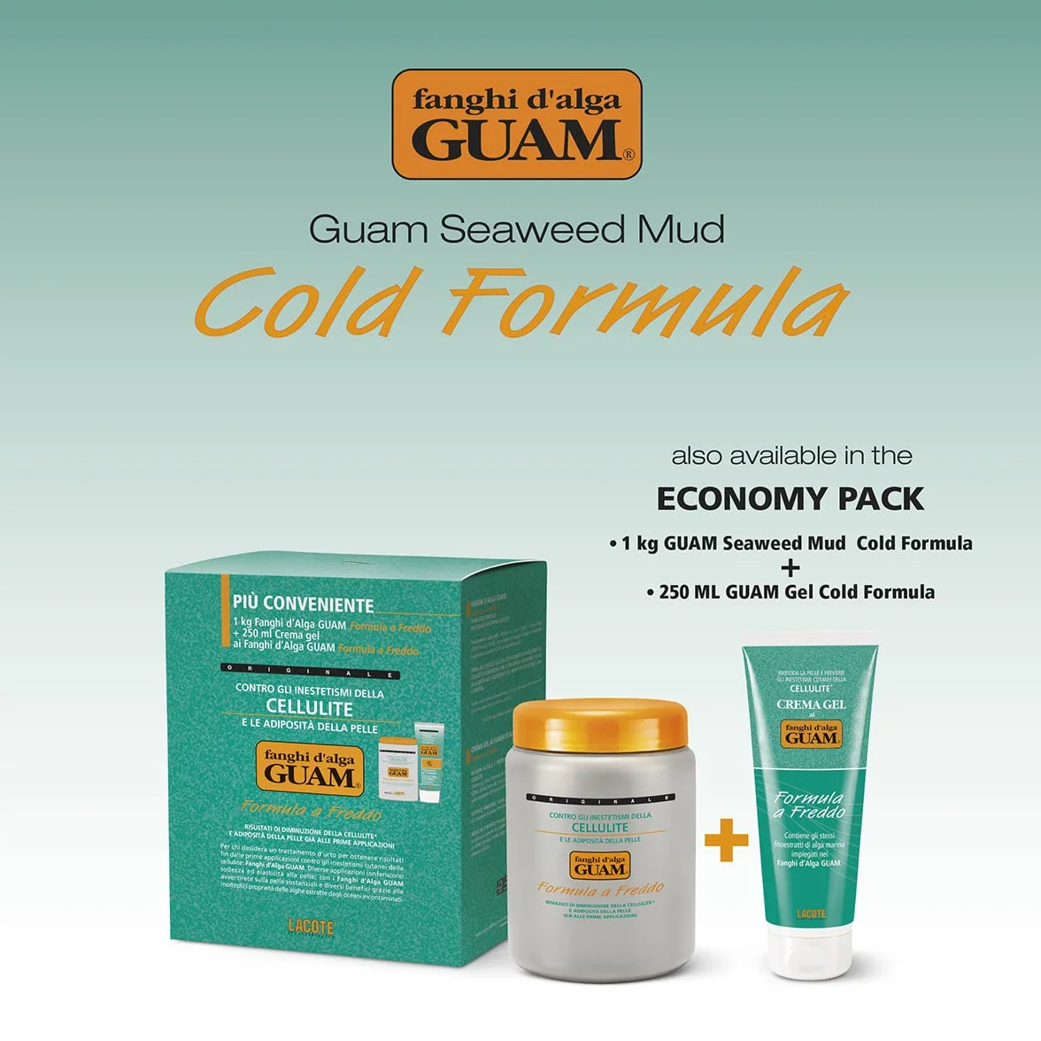 Guam Fanghi d'Alga Convenienza Freddo 1 kg + 250 ml Crema Gel Rassodante Rinfrescante