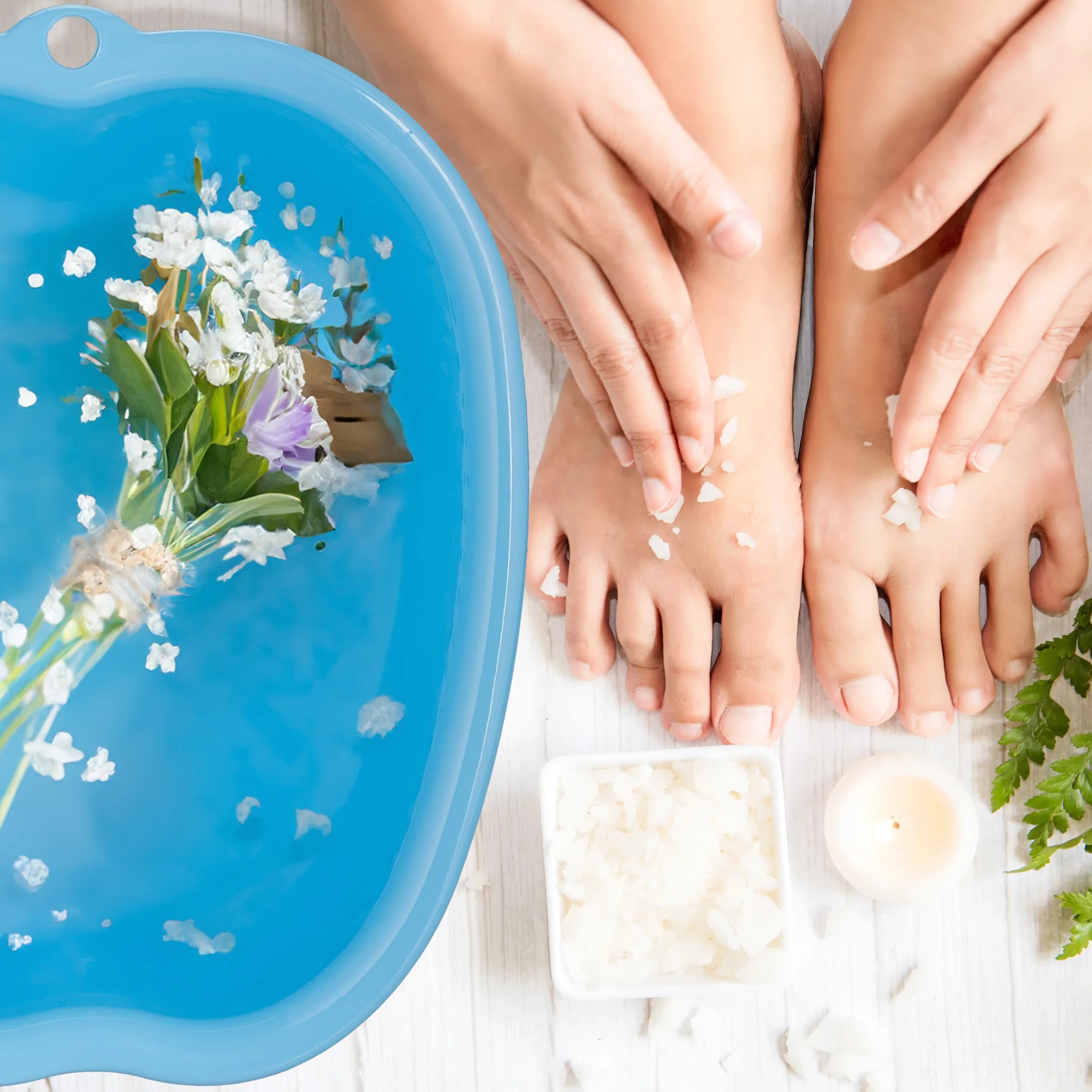 Relaxdays Vaschetta Pedicure, Vasca per Pediluvio, Bacinella Lavapiedi 15x33x38 cm, Catino per Piedi, Foot Spa, Azzurro