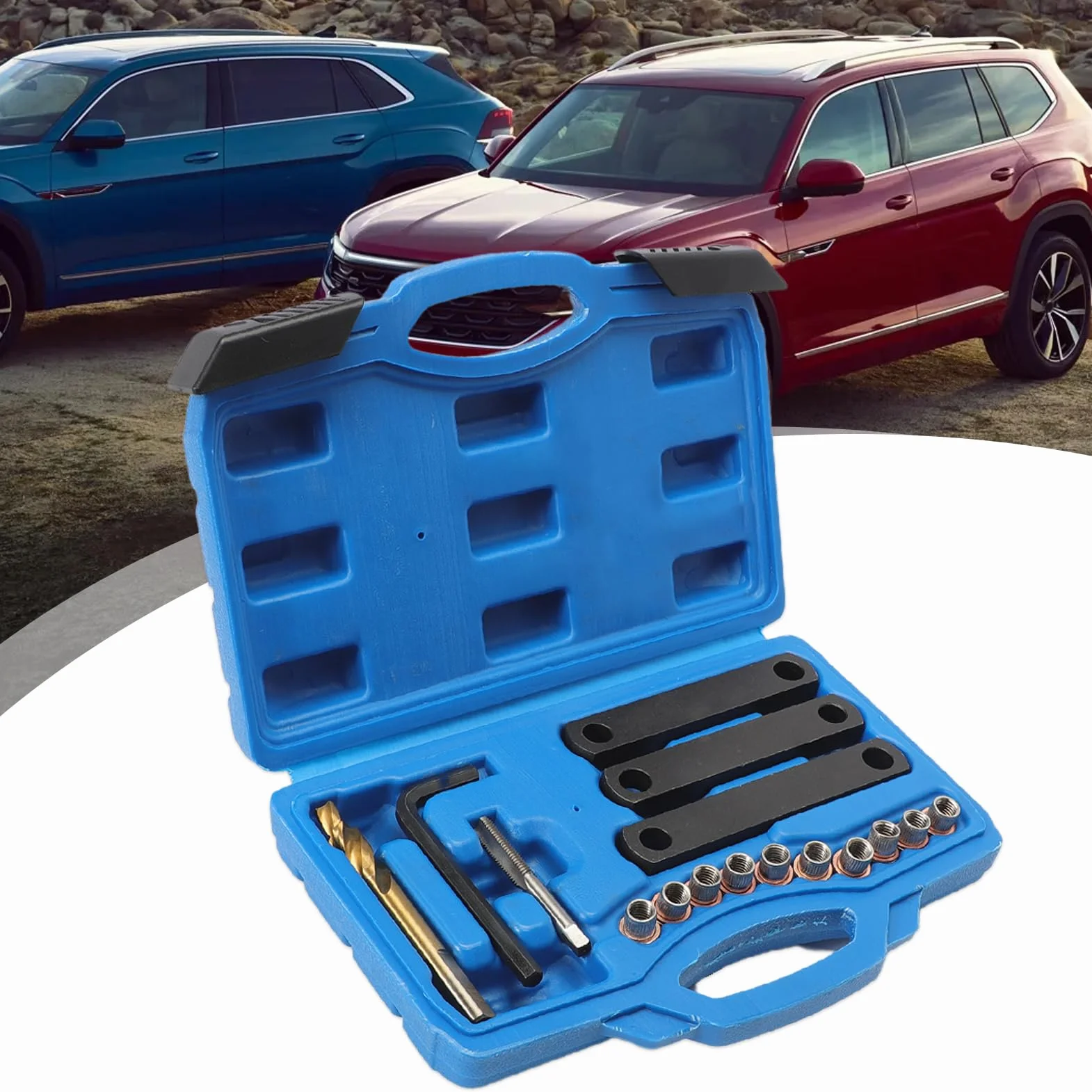 Kit di Riparazione Filettatura Freno M9 x1,25 16 Pezzi Compatibili con VW Opel Ford