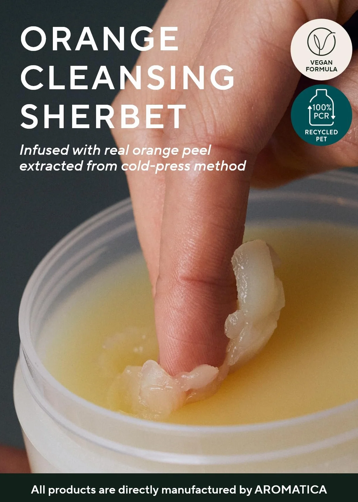 AROMATICA Sorbetto detergente all'arancia 150 g - Doppio detergente, balsamo struccante - Scioglie le impurità più ostinate