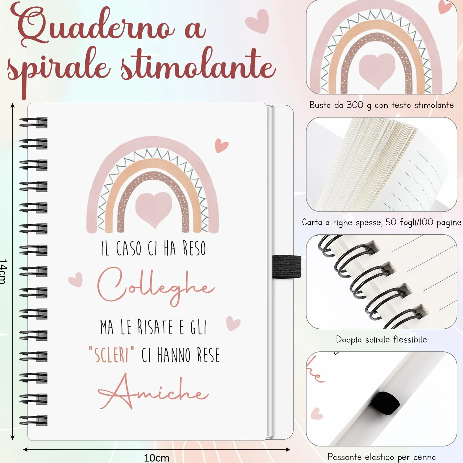 Hestya Regalo Collega Donna Borsa per Cosmetici Portachiavi Blocco Note a Spiralato Penne a Sfera Regalo di Addio Ringraziamento per Dipendenti Collega Natale Compleanno